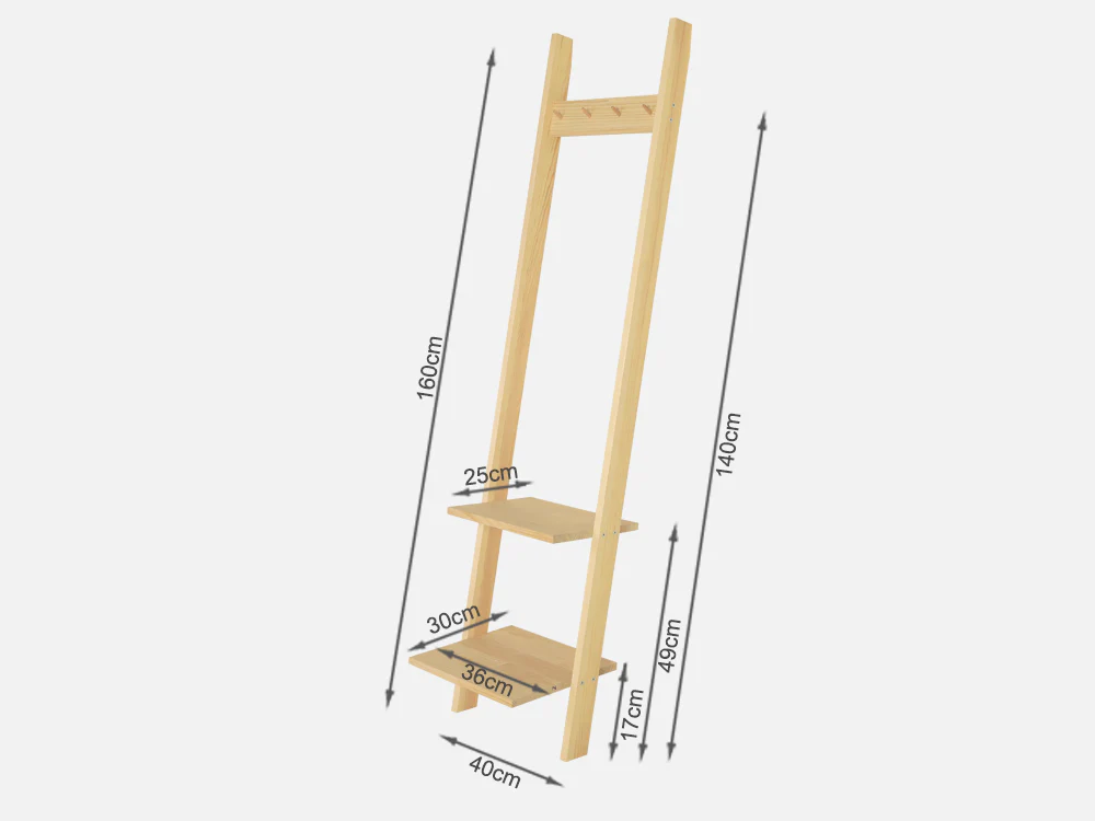 PYALA Wooden Coat Rack Hanger - Oak - Image 8