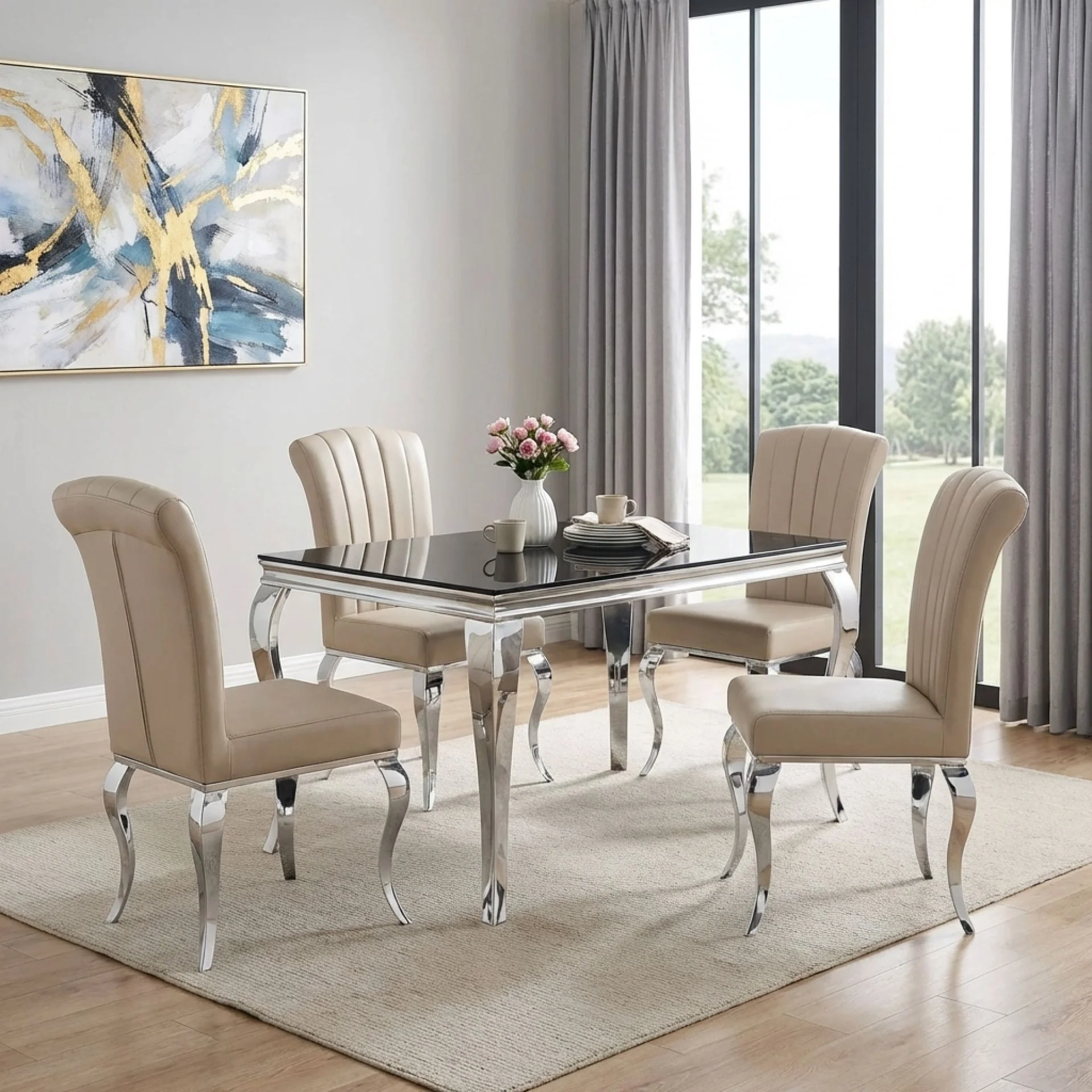 Raven Velvet Dining Chairs - Set of 4 - Light Brown - Image 3