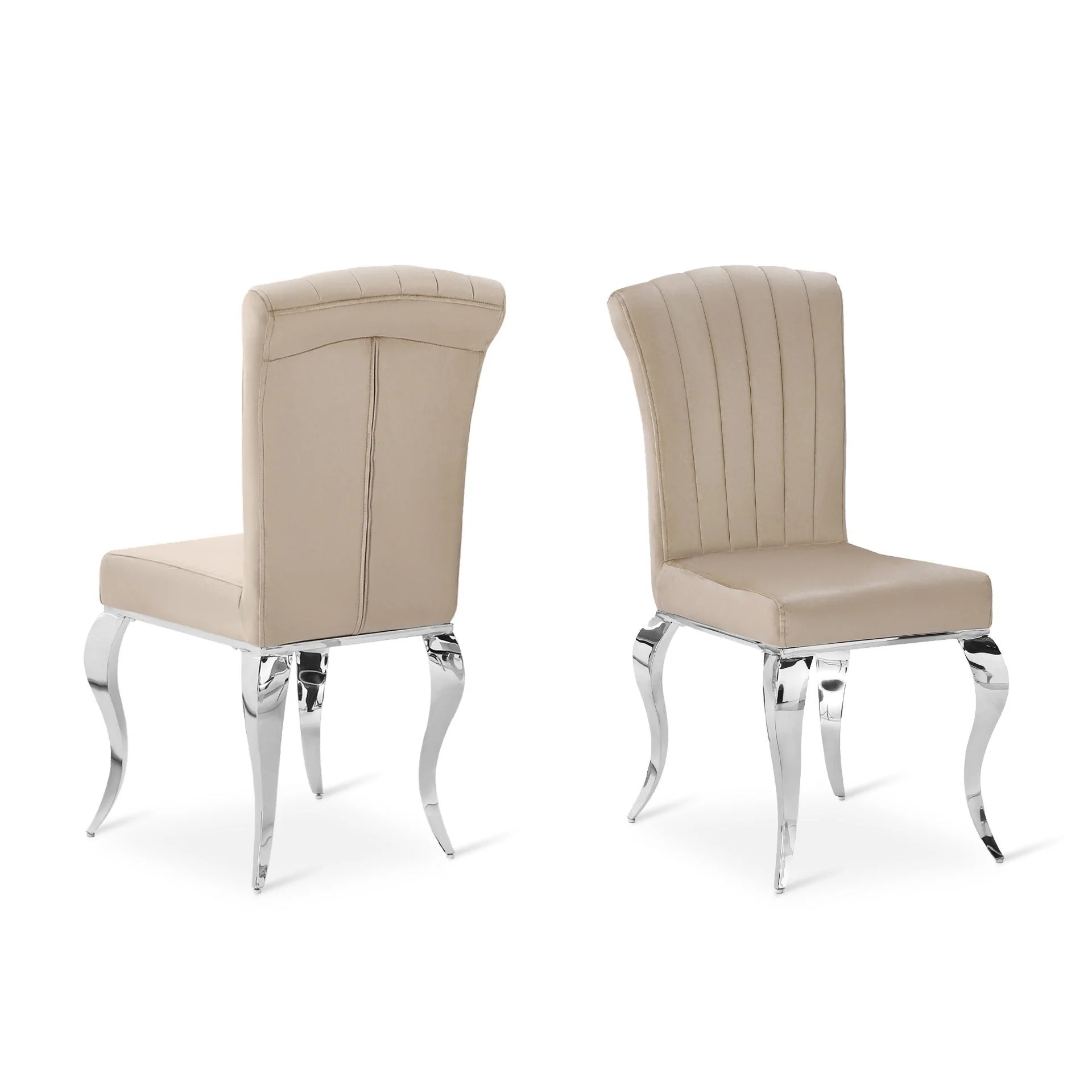 Raven Velvet Dining Chairs - Set of 4 - Light Brown - Image 9