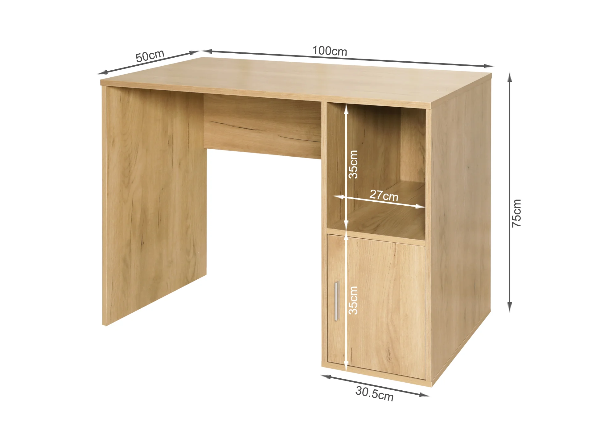 REECE 100CM Computer Desk - Oak - Image 9