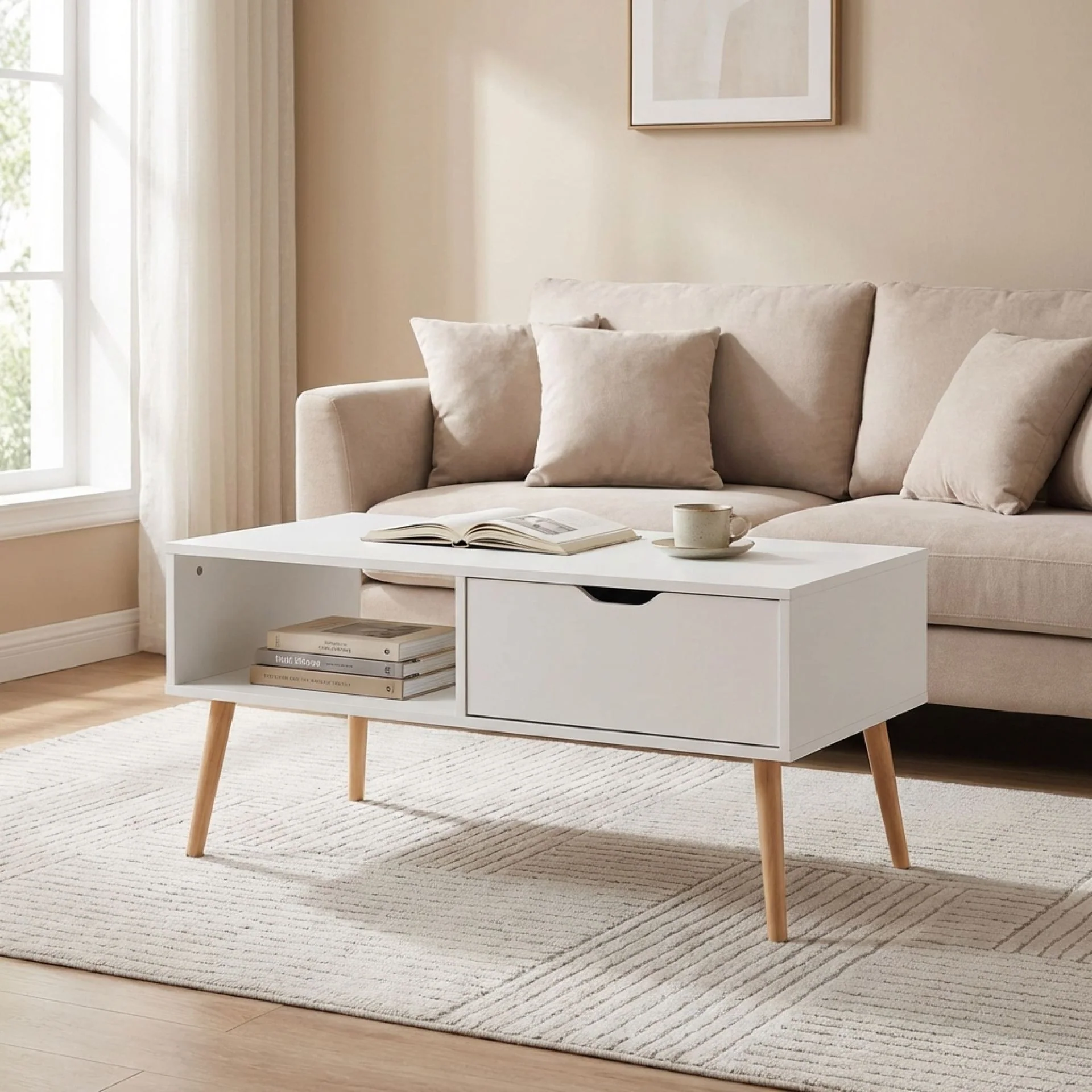 Riley Wooden Coffee Table - White