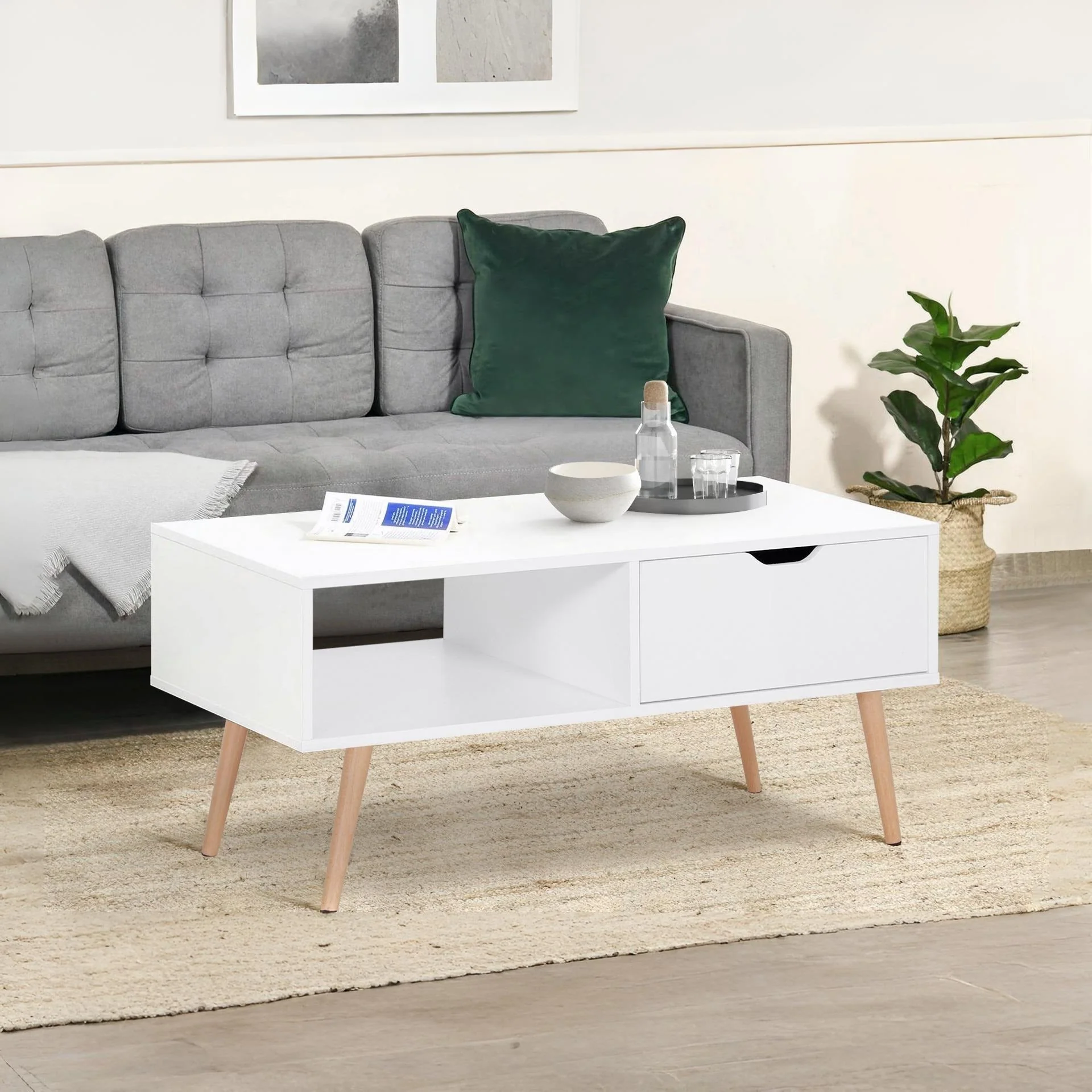 Riley Wooden Coffee Table - White - Image 6