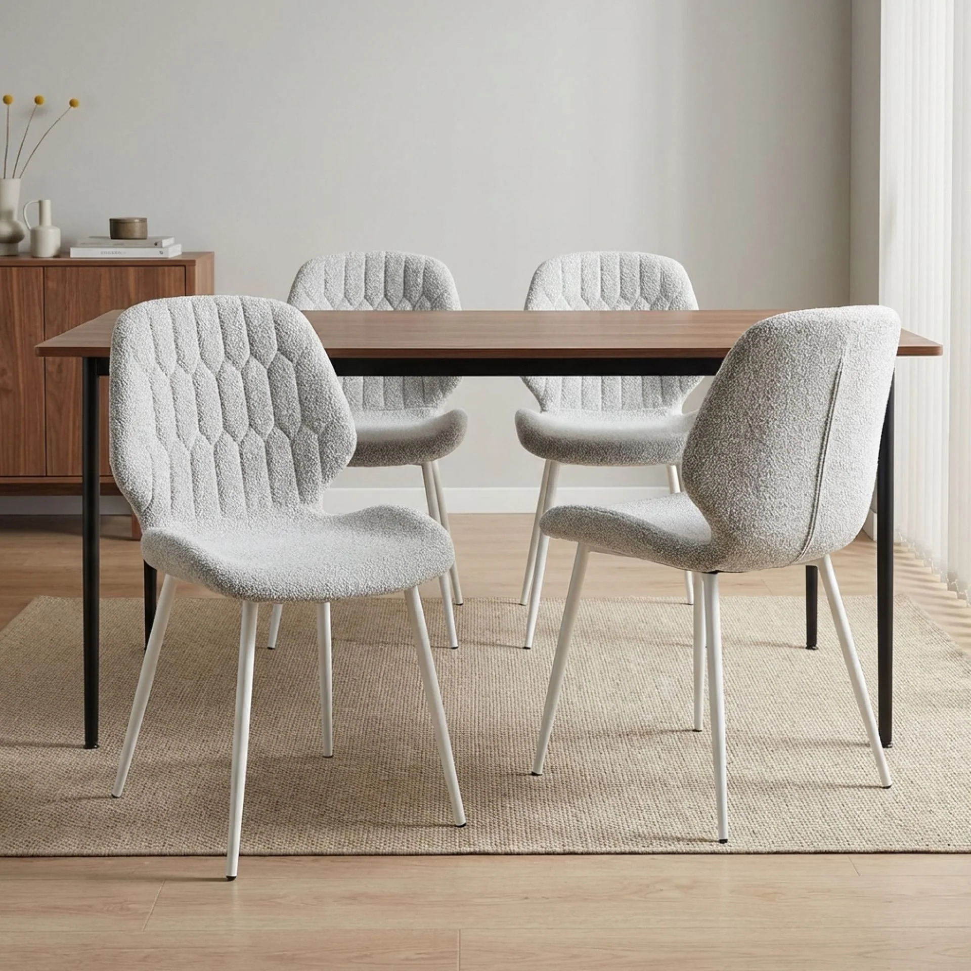 River Fabric Dining Chair - Set of 4 - Light Grey