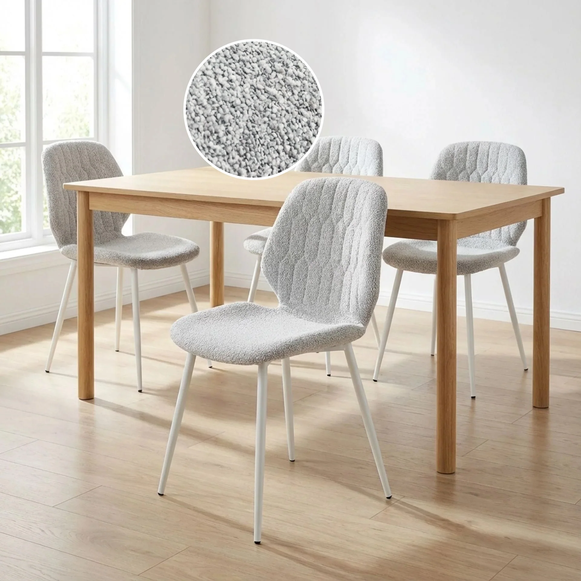 River Fabric Dining Chair - Set of 4 - Light Grey - Image 2