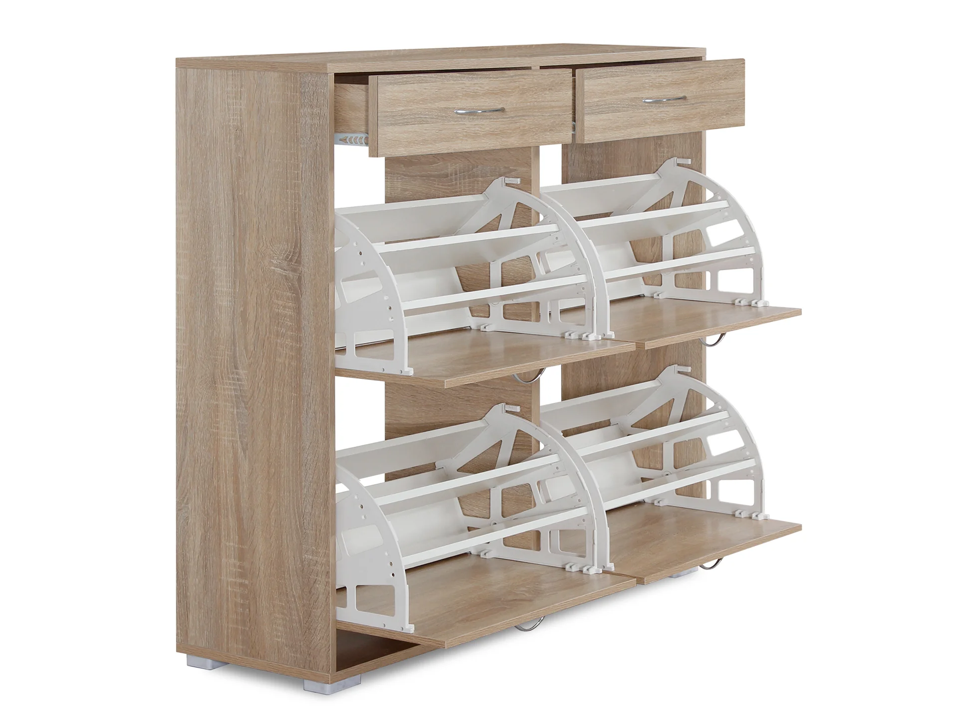Rotoroa 6 Drawer Shoe Cabinet Storage Rack - Oak - Image 3