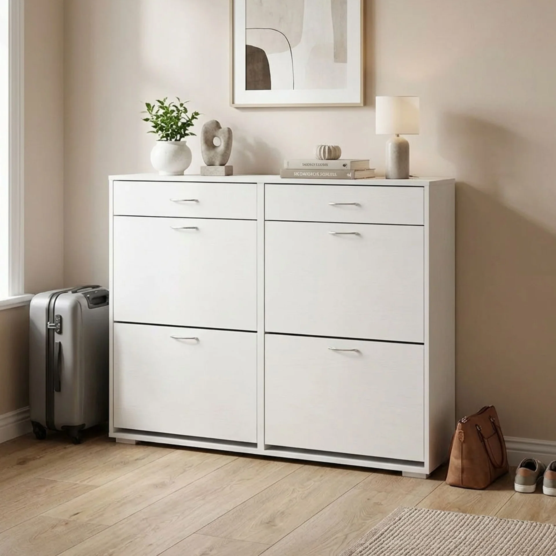 Rotoroa 6 Drawer Shoe Cabinet Storage - White