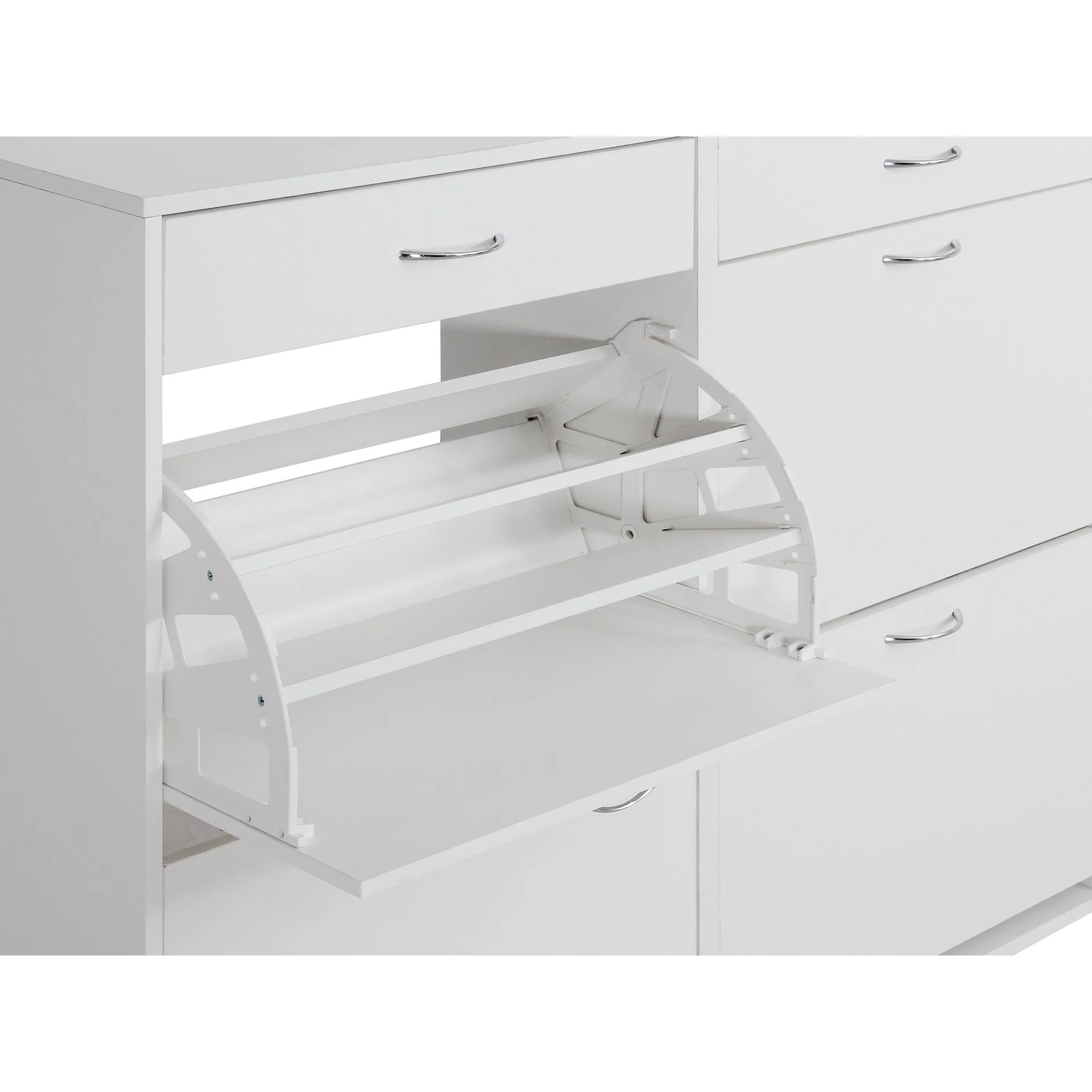 Rotoroa 6 Drawer Shoe Cabinet Storage - White - Image 12