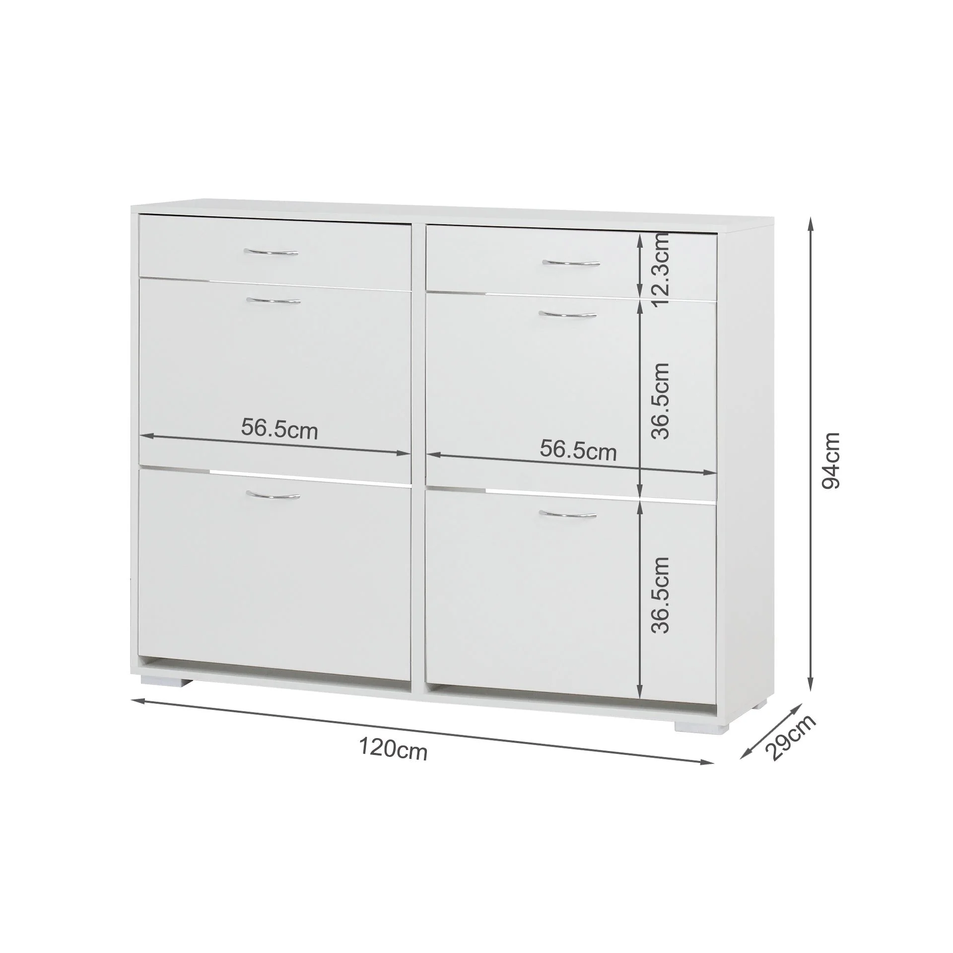 Rotoroa 6 Drawer Shoe Cabinet Storage - White - Image 13