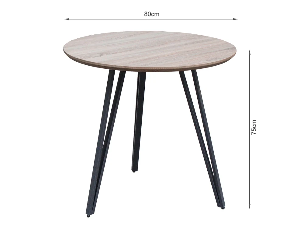 ROYCE Dining Table Round 80x75cm - Oak - Image 7