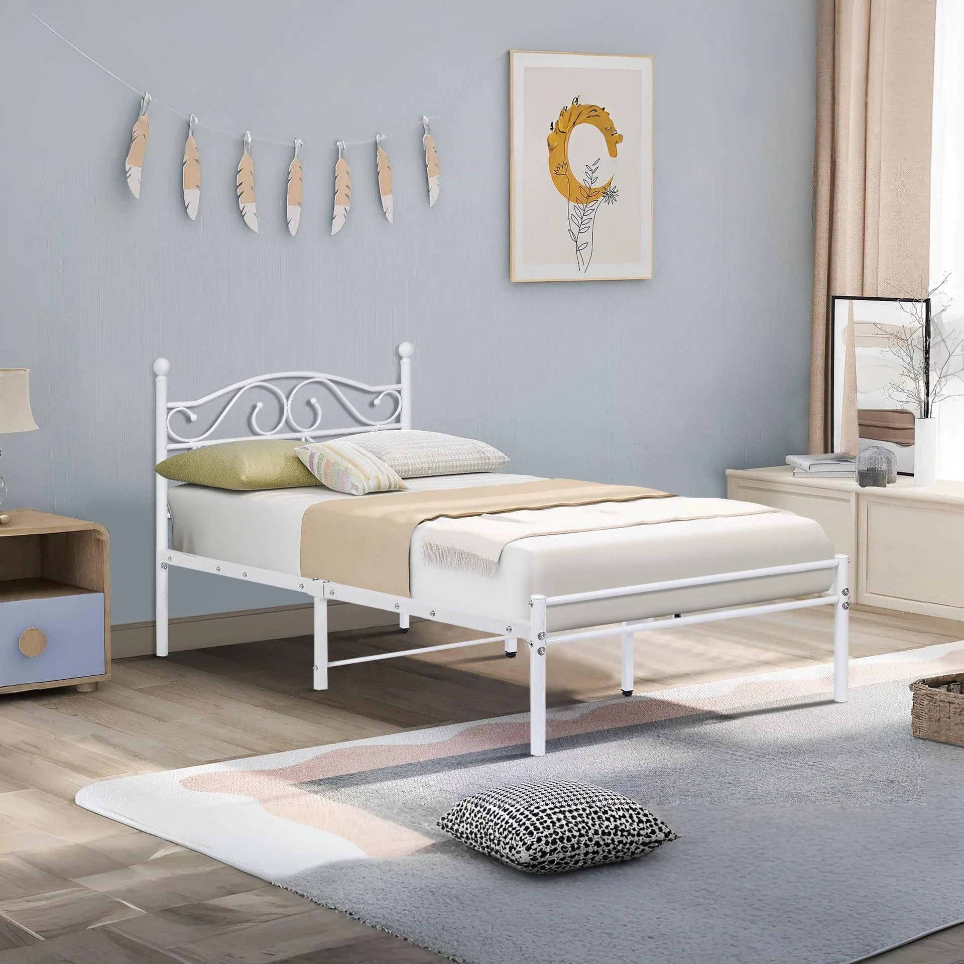 Ruby Single Metal Bed Frame - White - Image 7
