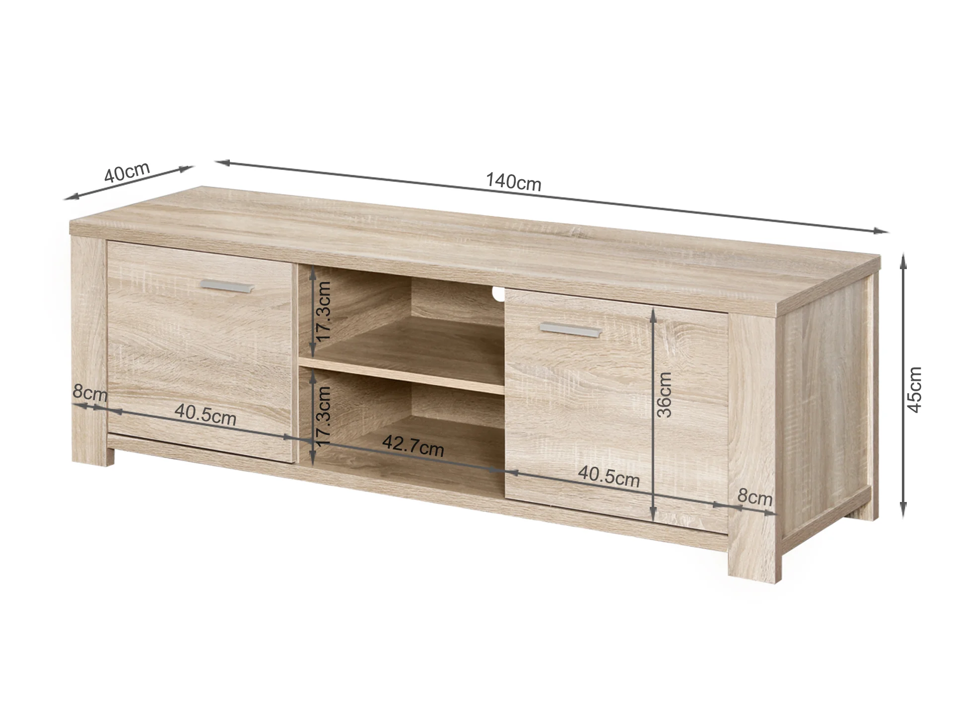 Sagano 1.4m Entertainment Unit - Oak - Image 11