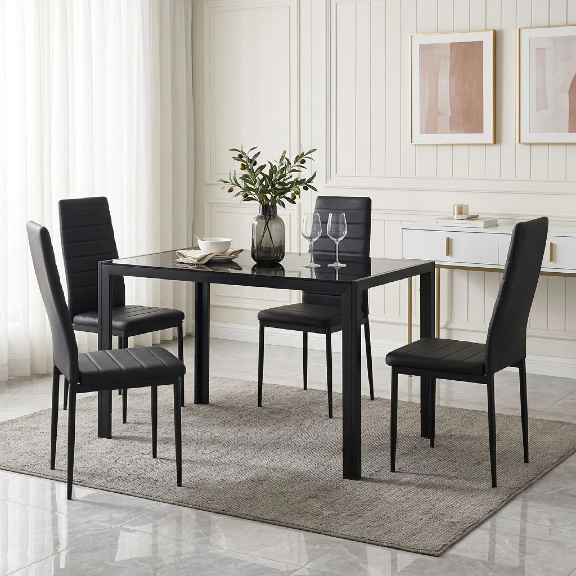 Samuel 5 Piece 1.2m Dining Set - Black
