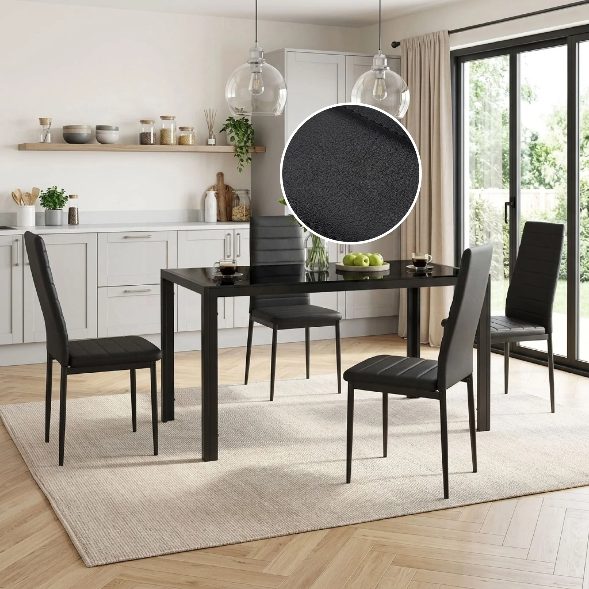 Samuel 5 Piece 1.4m Dining Set - Black - Image 2