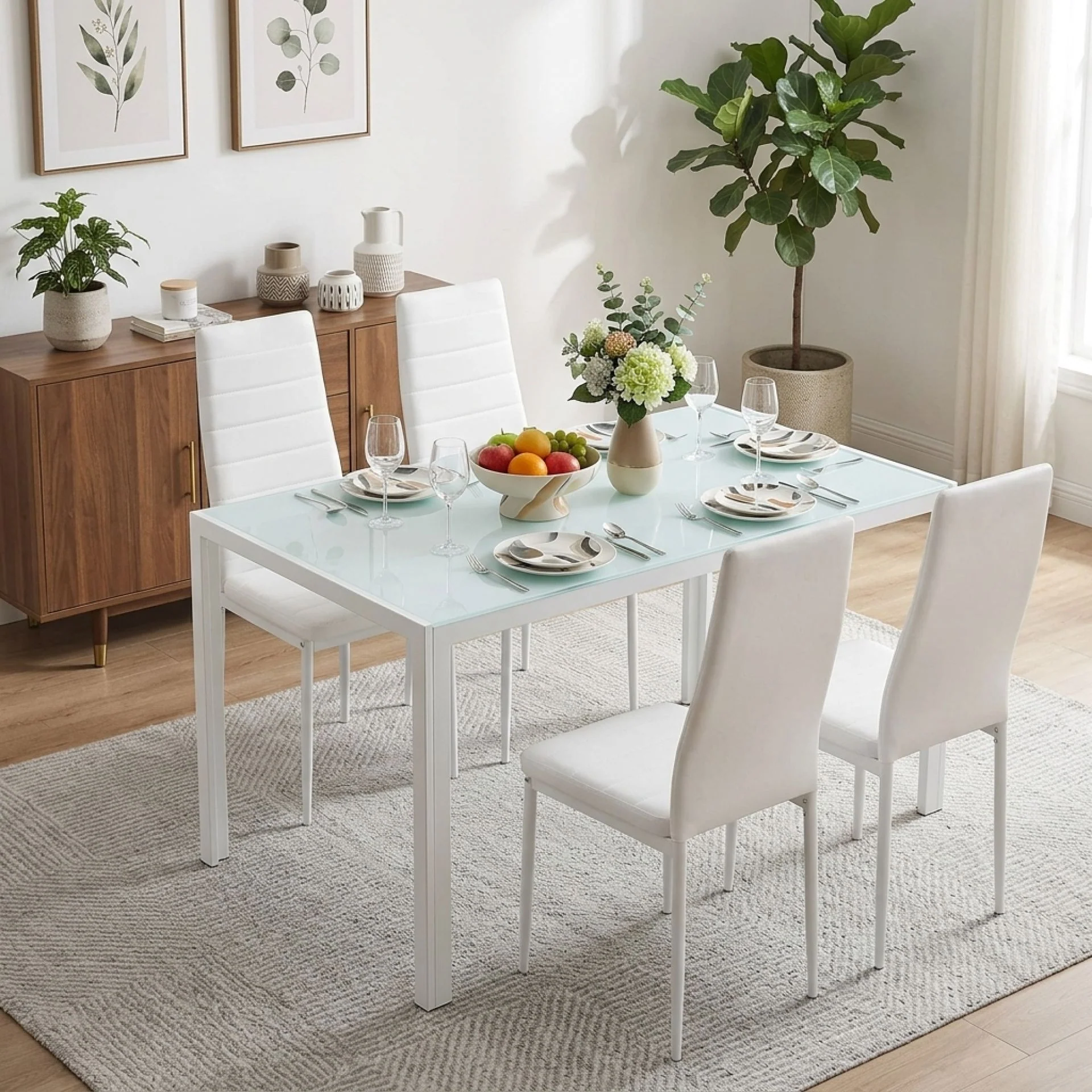 Samuel 5 Piece 1.4m Dining Set - White - Image 3