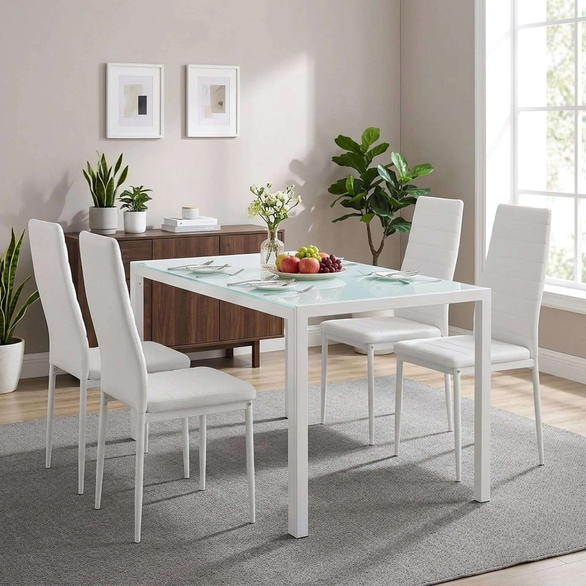 Samuel 5 Piece 1.4m Dining Set - White - Image 5