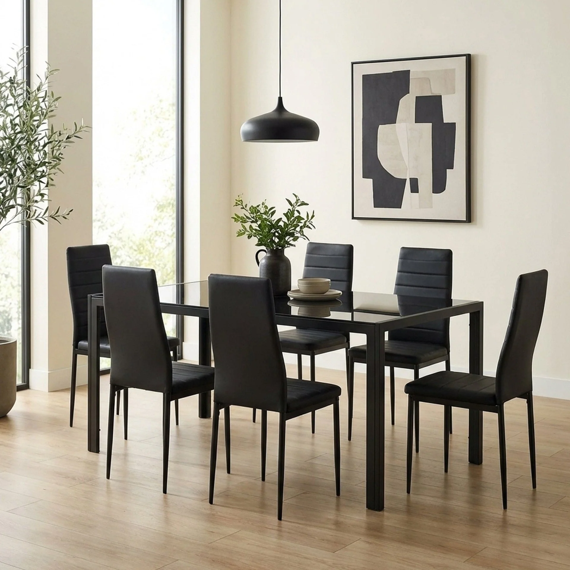 Samuel 7 Piece 1.8m Dining Set - Black - Image 2