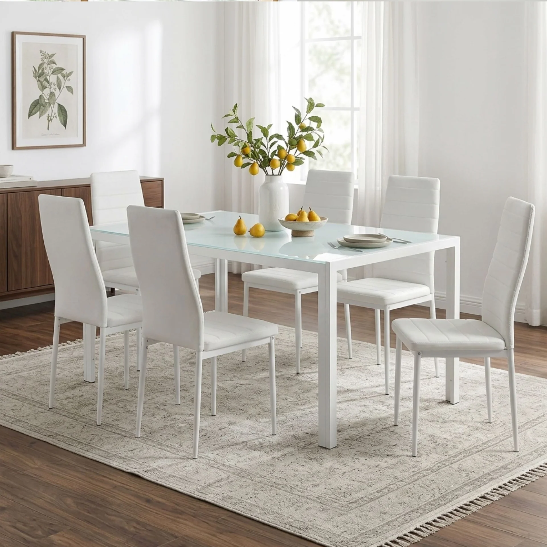 Samuel 7 Piece 1.8m Dining Set - White - Image 3