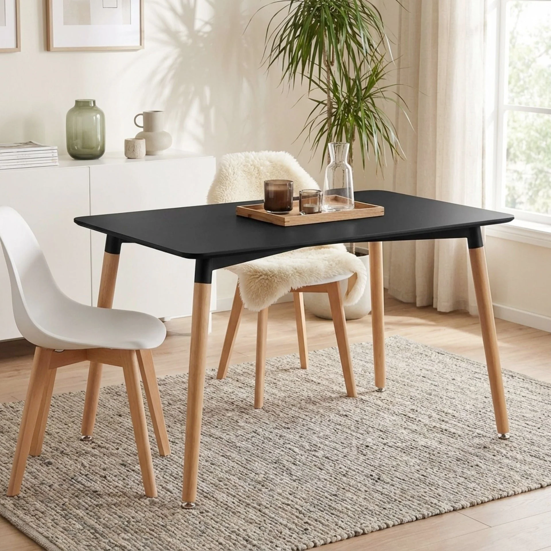 Sana Dining Table Rectangle 120 x 80cm - Black - Image 2