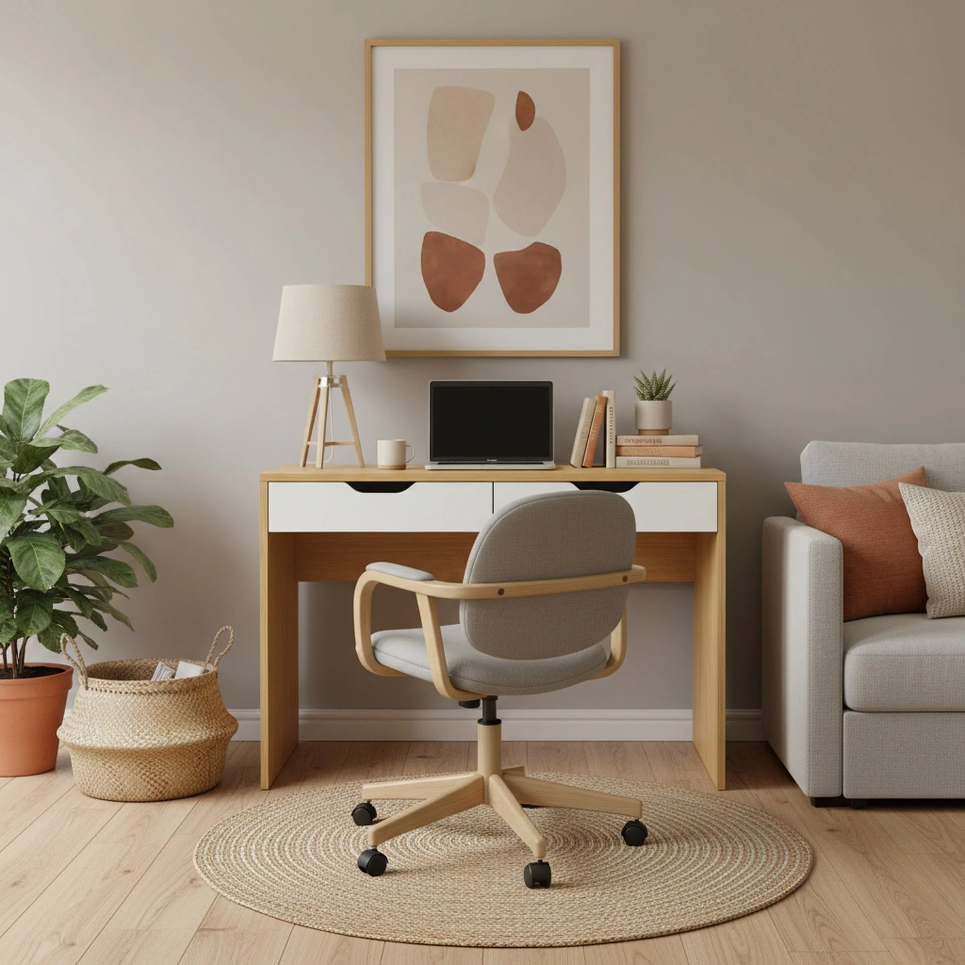 Schertz 100cm Computer Desk - Oak - Image 6