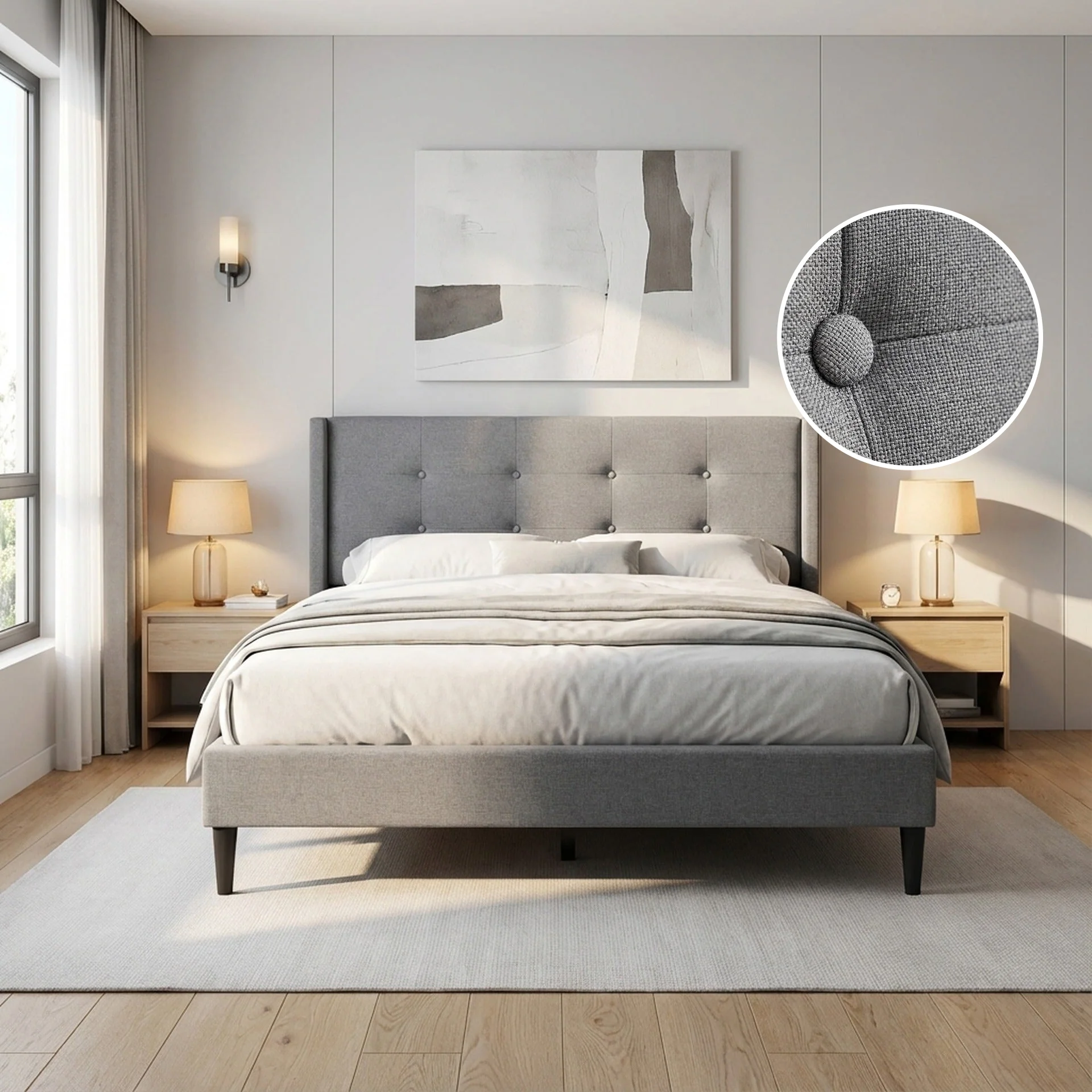 Sealy Double Bed Frame - Light Grey - Image 2
