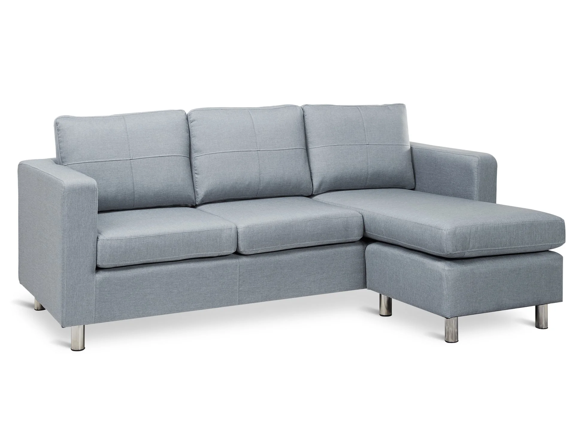 Seattle 3-Seater Fabric Sofa Couch with Chaise - Grey - Image 2