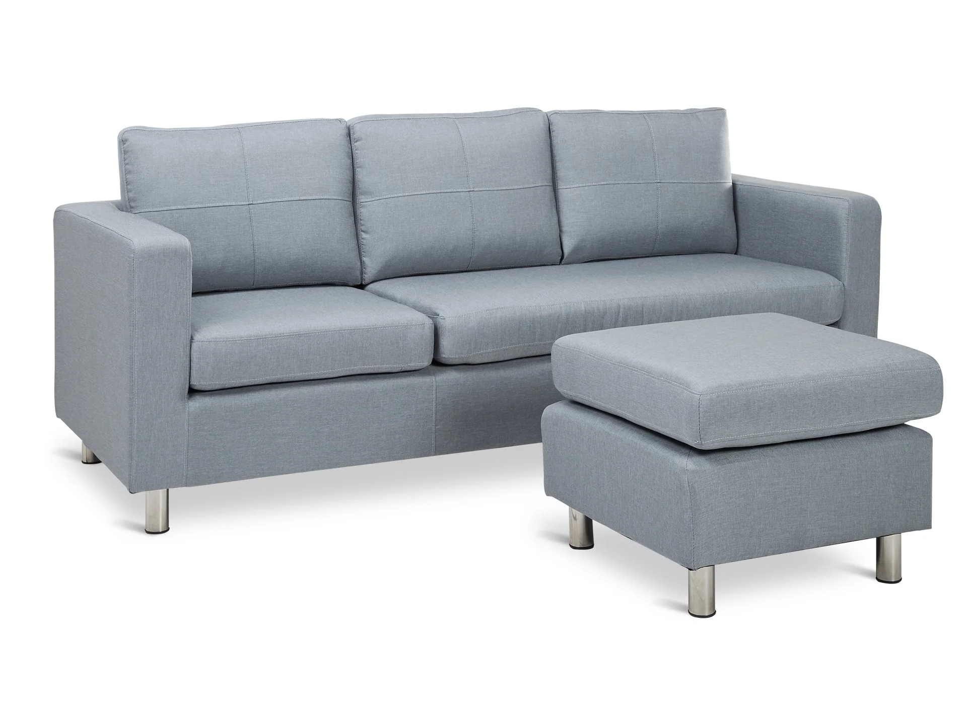 Seattle 3-Seater Fabric Sofa Couch with Chaise - Grey - Image 7