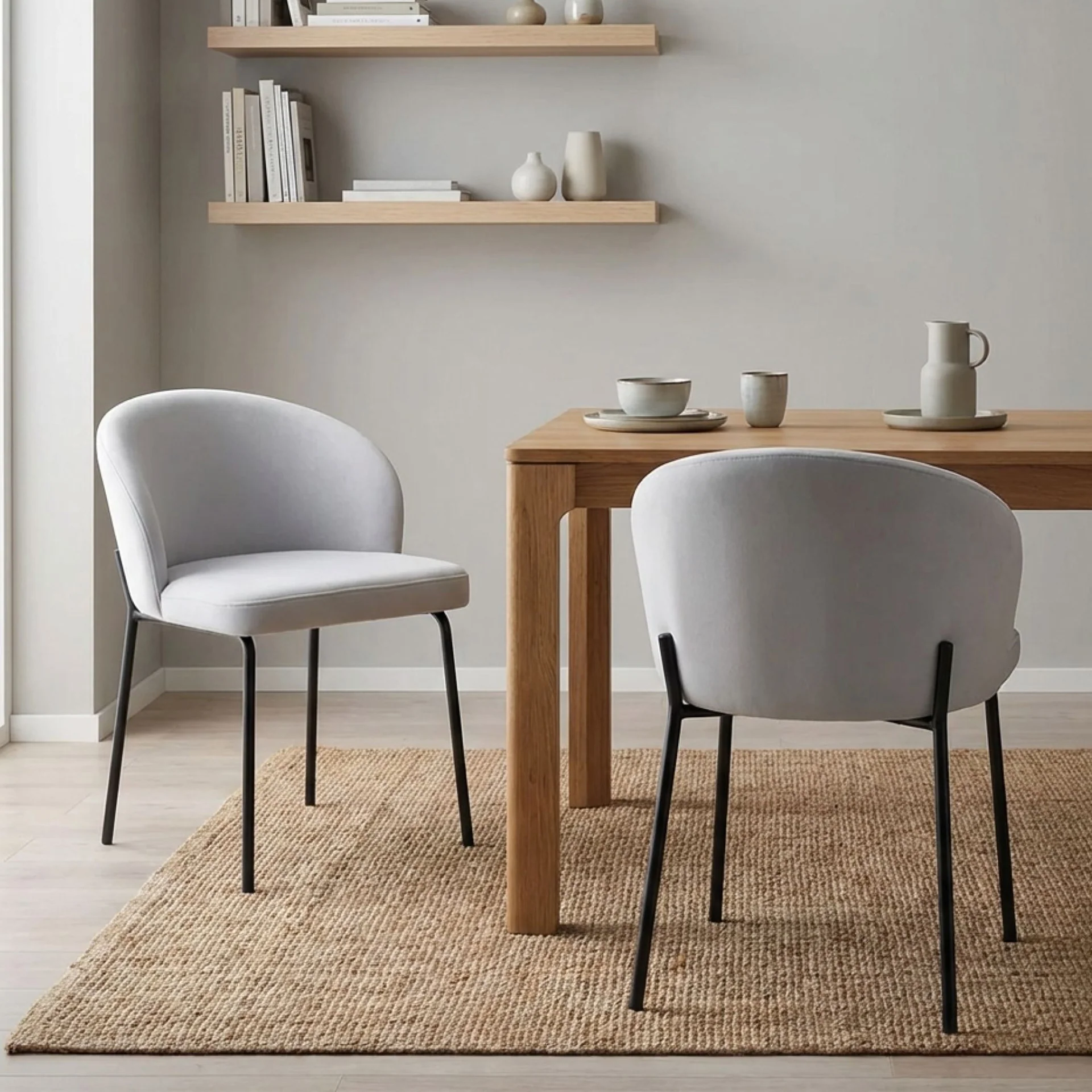 Selene Velvet Dining Chair - Set of 2 - Cool Light Grey - Image 3