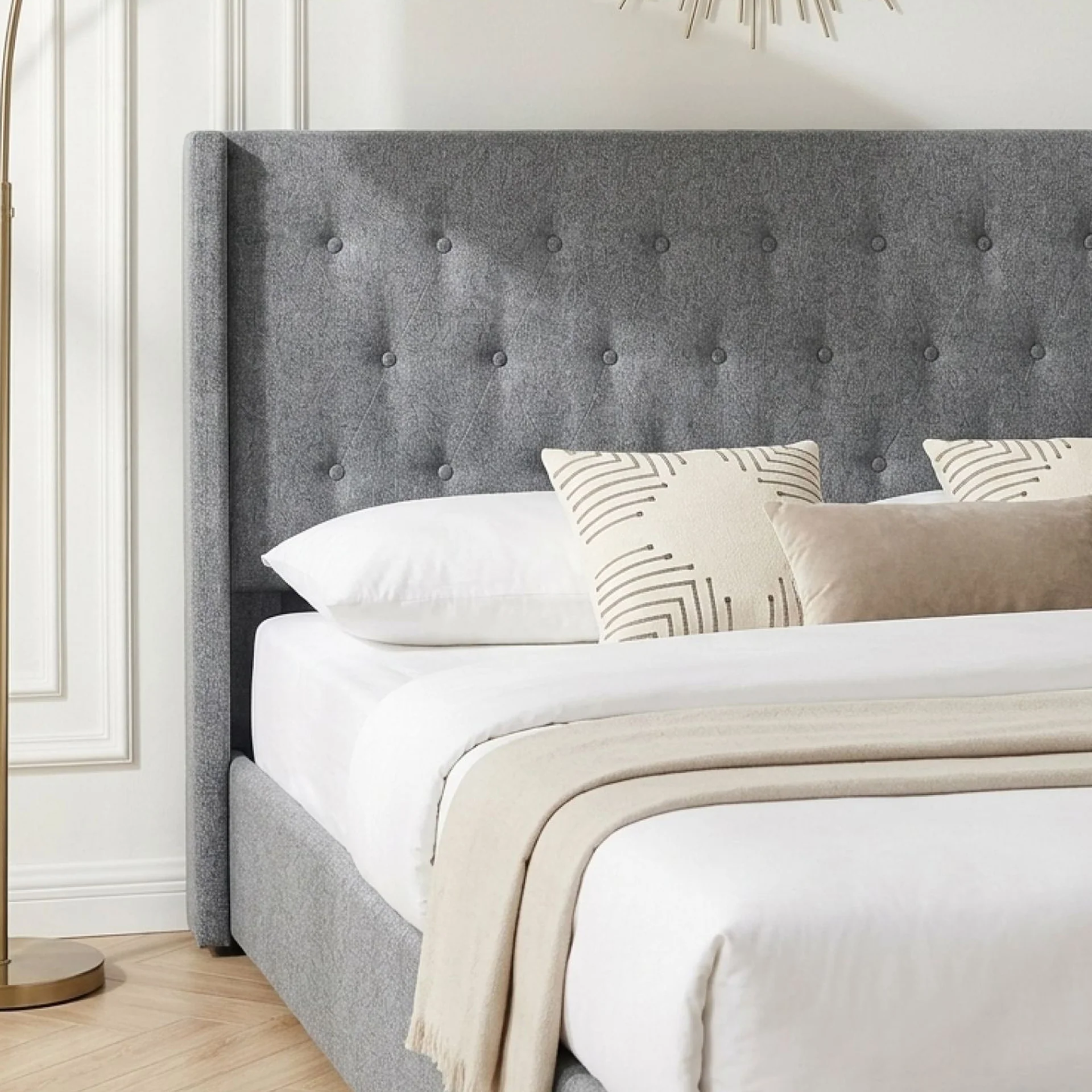 Sereno Queen Gas Lift Bed Frame - Heather Grey - Image 5