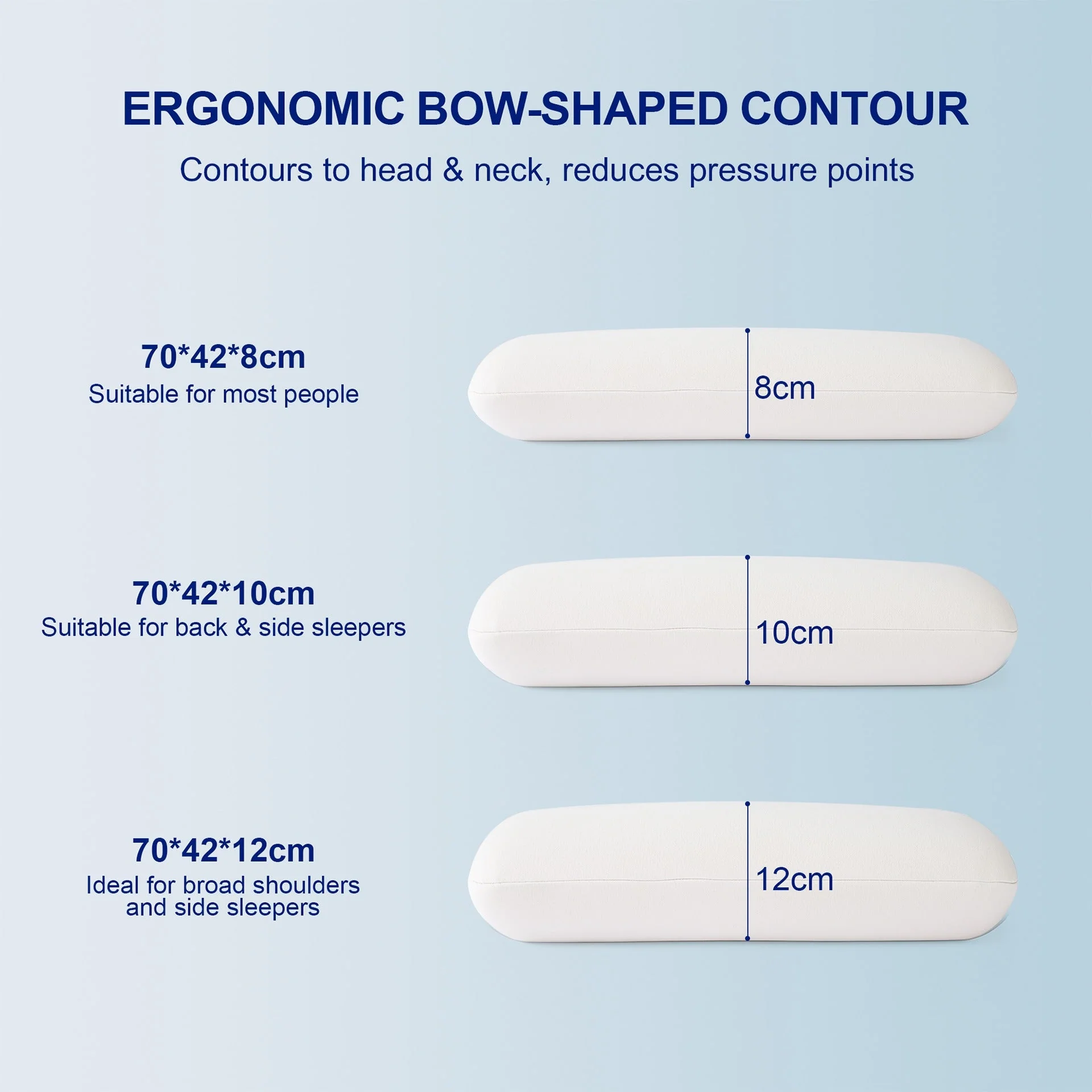 Side Sleep Pro Memory Foam Pillow 70 x 42 x 12CM - Image 5