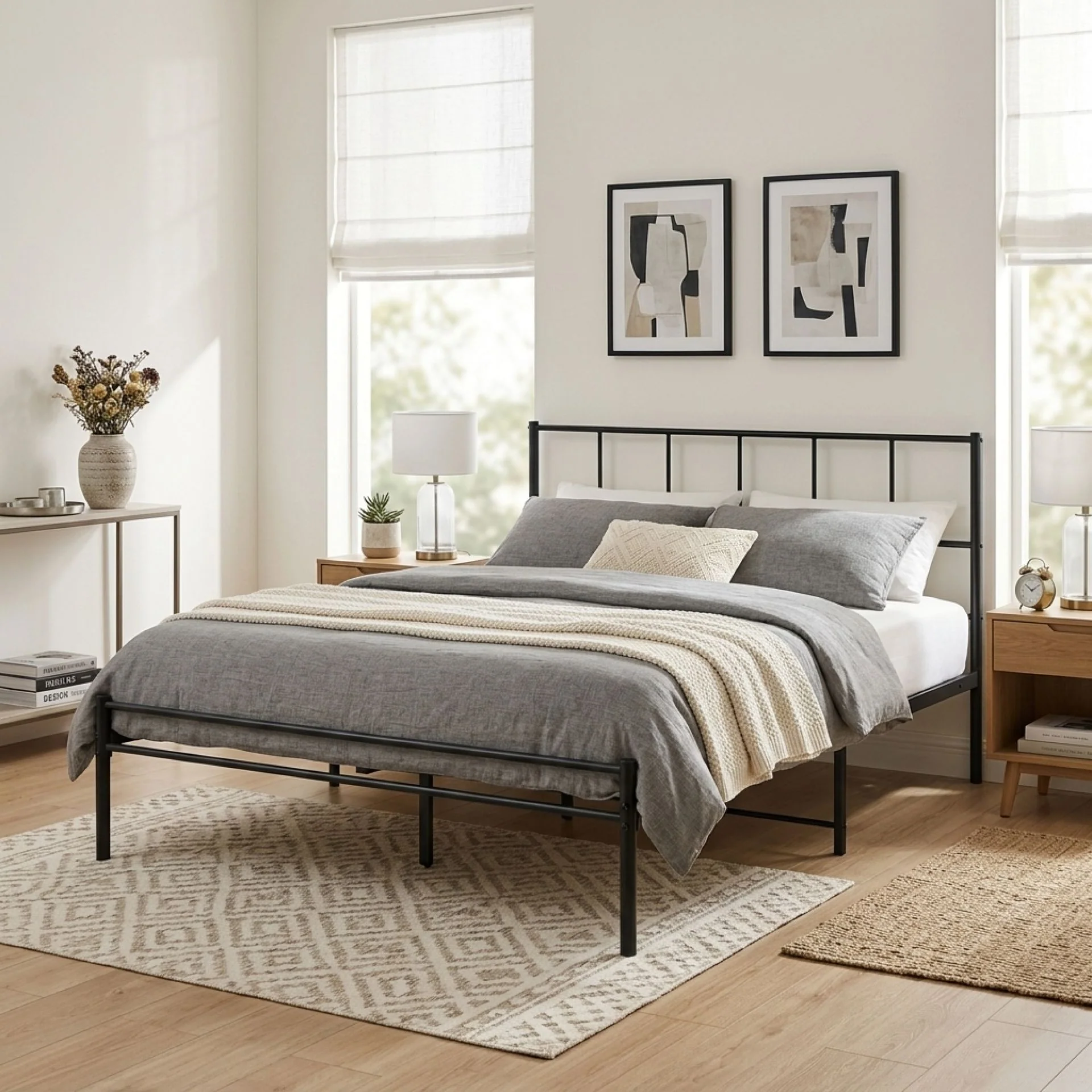 Sophia Queen Metal Bed Frame - Black
