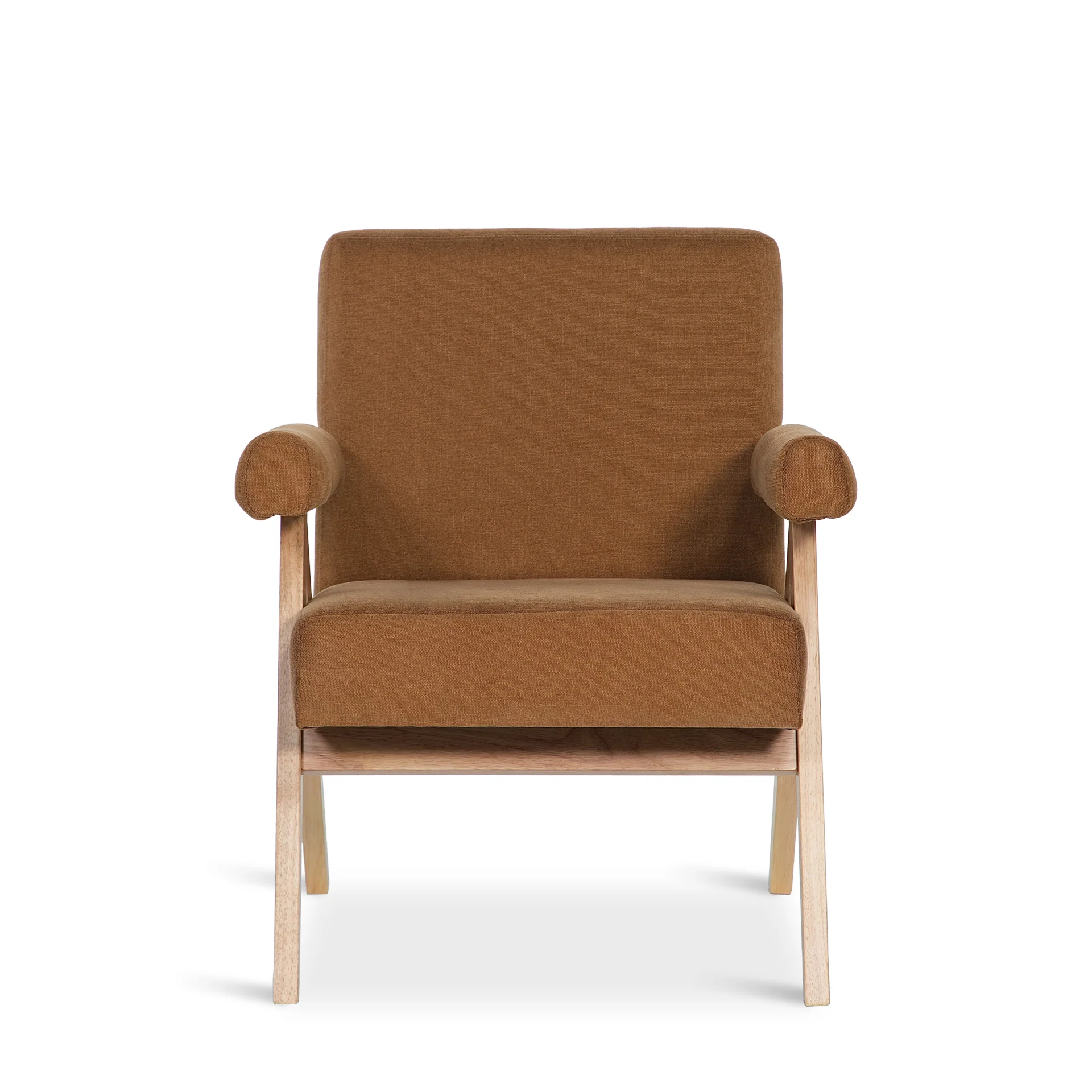 Soren Linen Armchair - Caramel Brown - Image 9