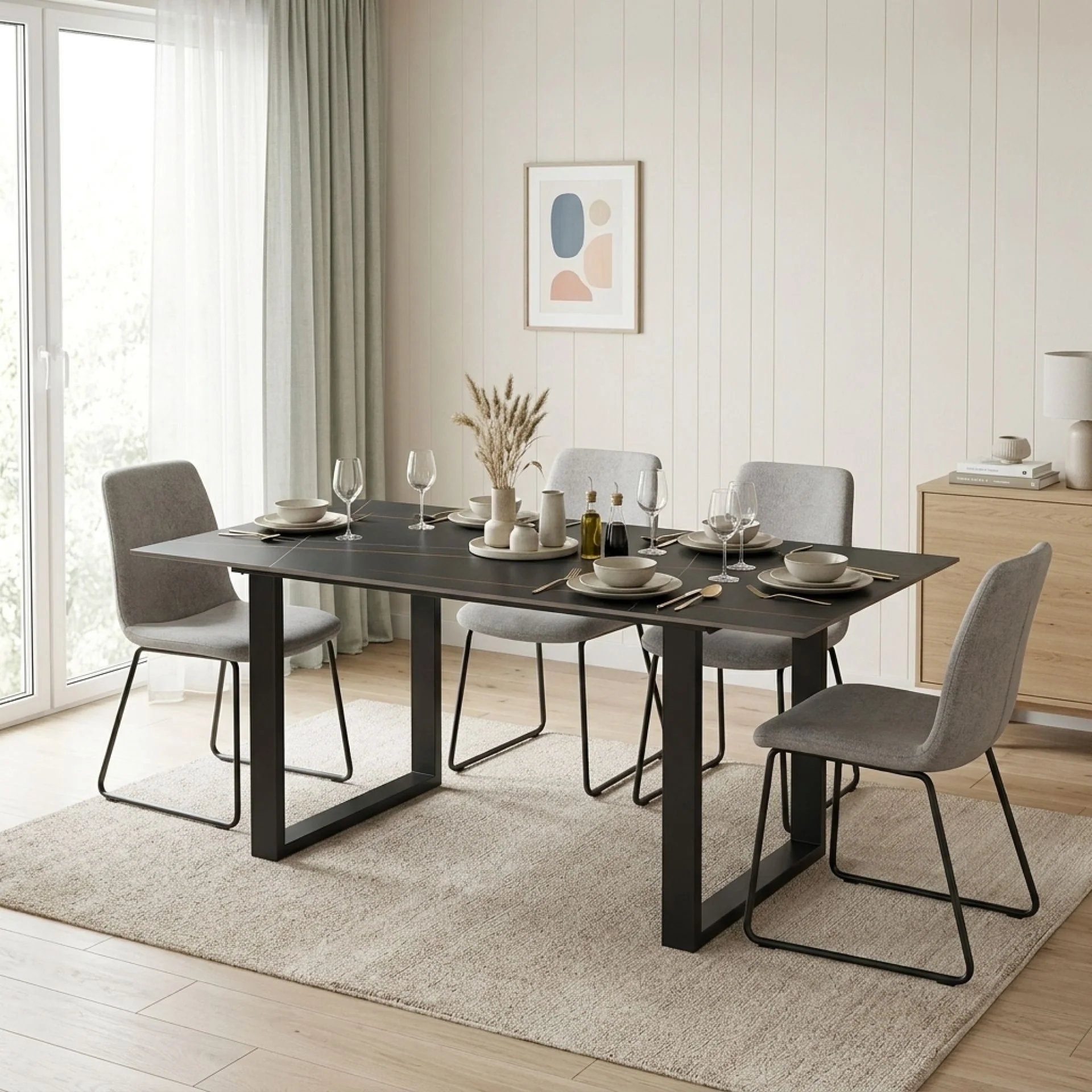 Ainsley Ceramic Dining Table 160 x 90cm - Golden Black - Image 3