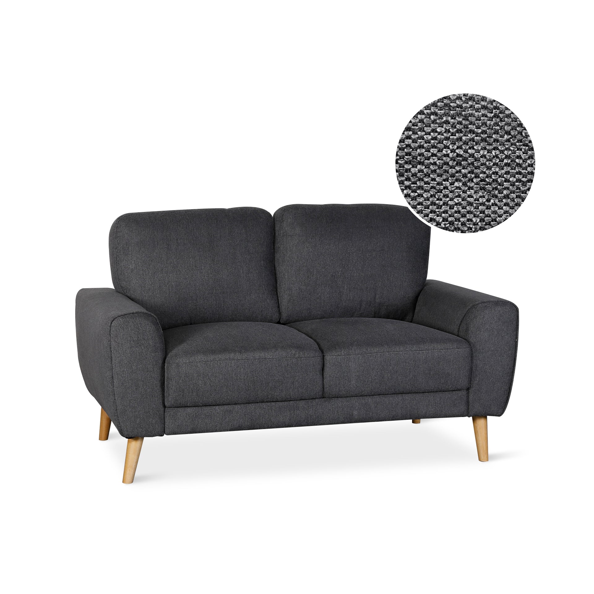Suki Linen 2 Seater Sofa - Dark Grey - Image 6