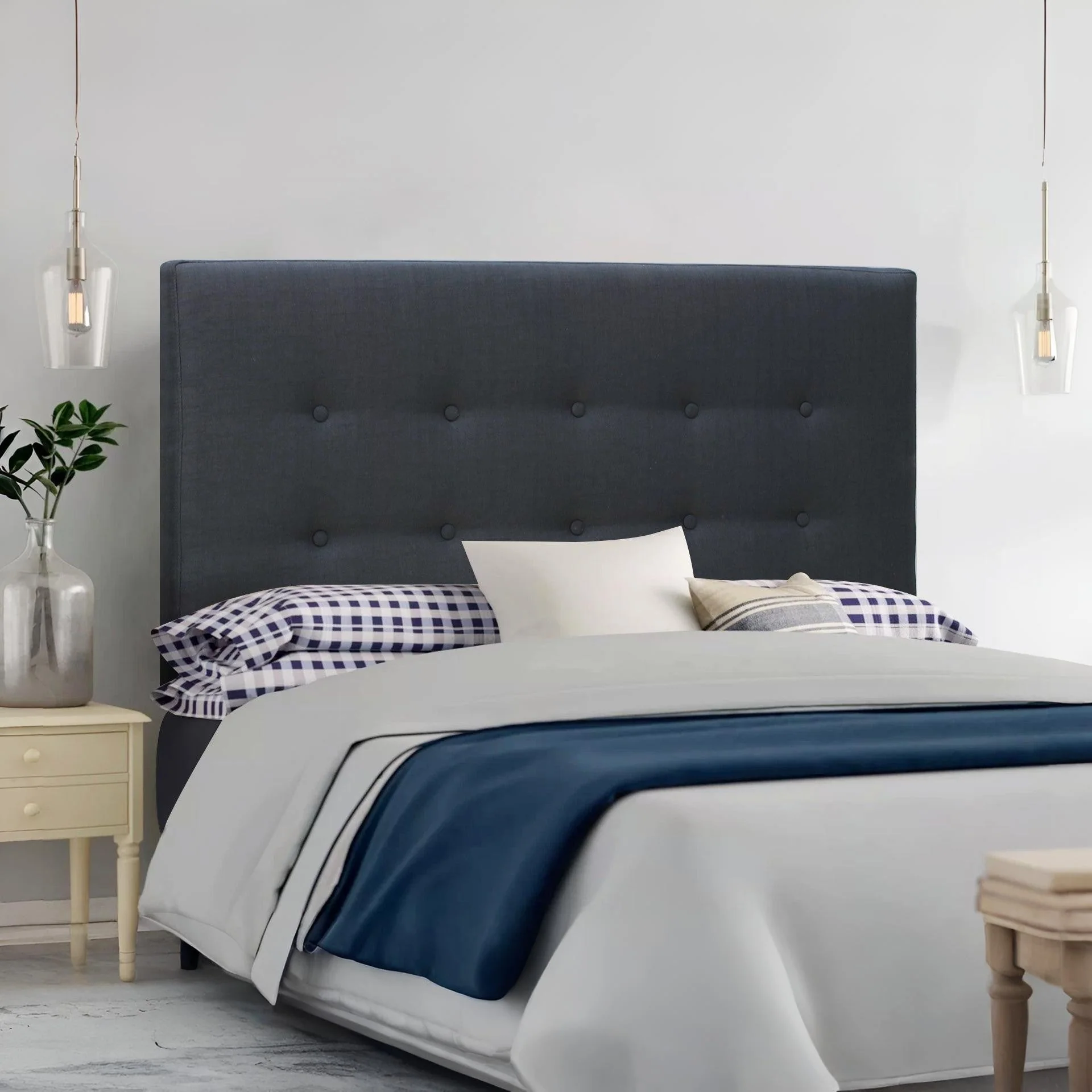 Susan Double Fabric Upholstered Headboard - Charcoal - Image 4