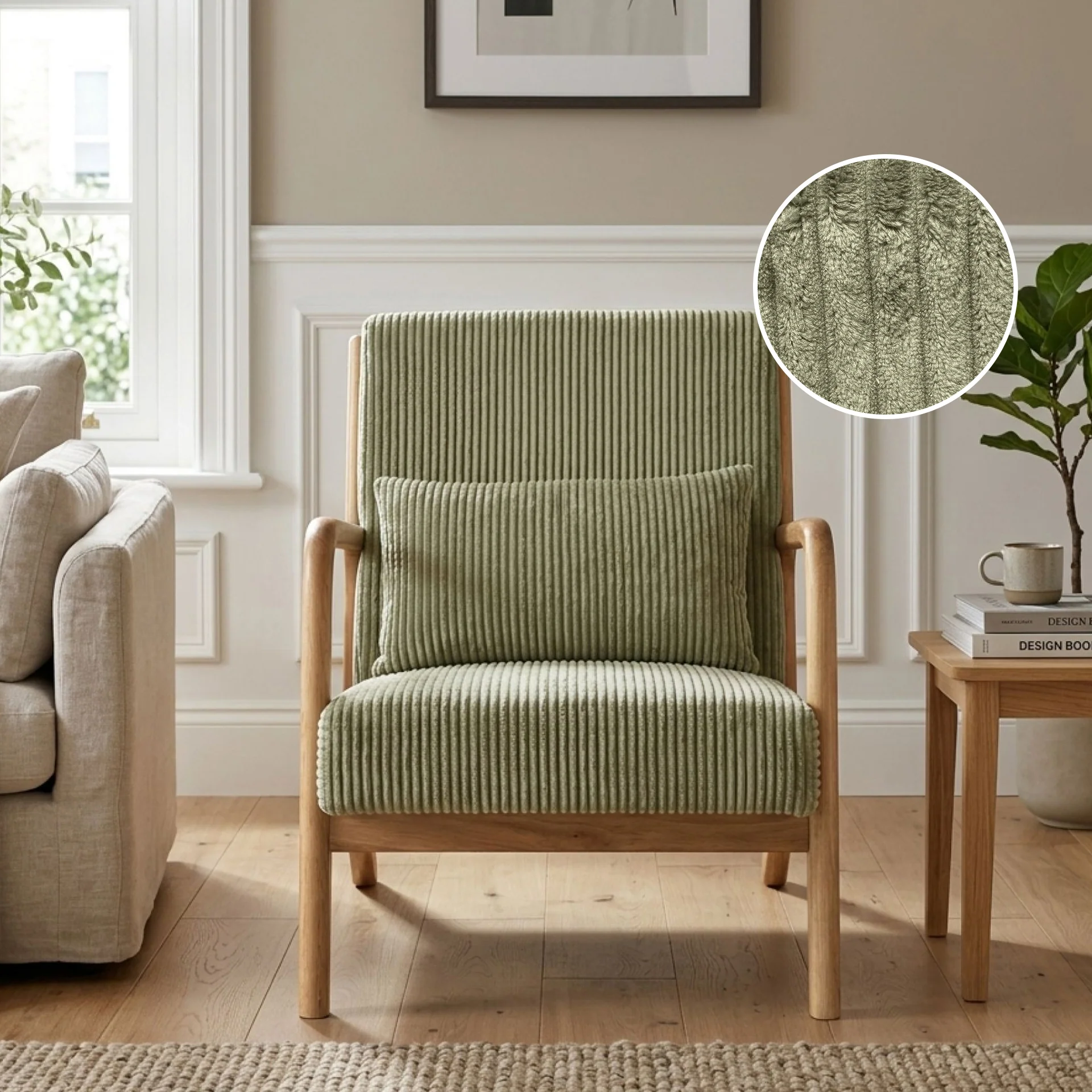 Taru Velvet Armchair - Green - Image 2