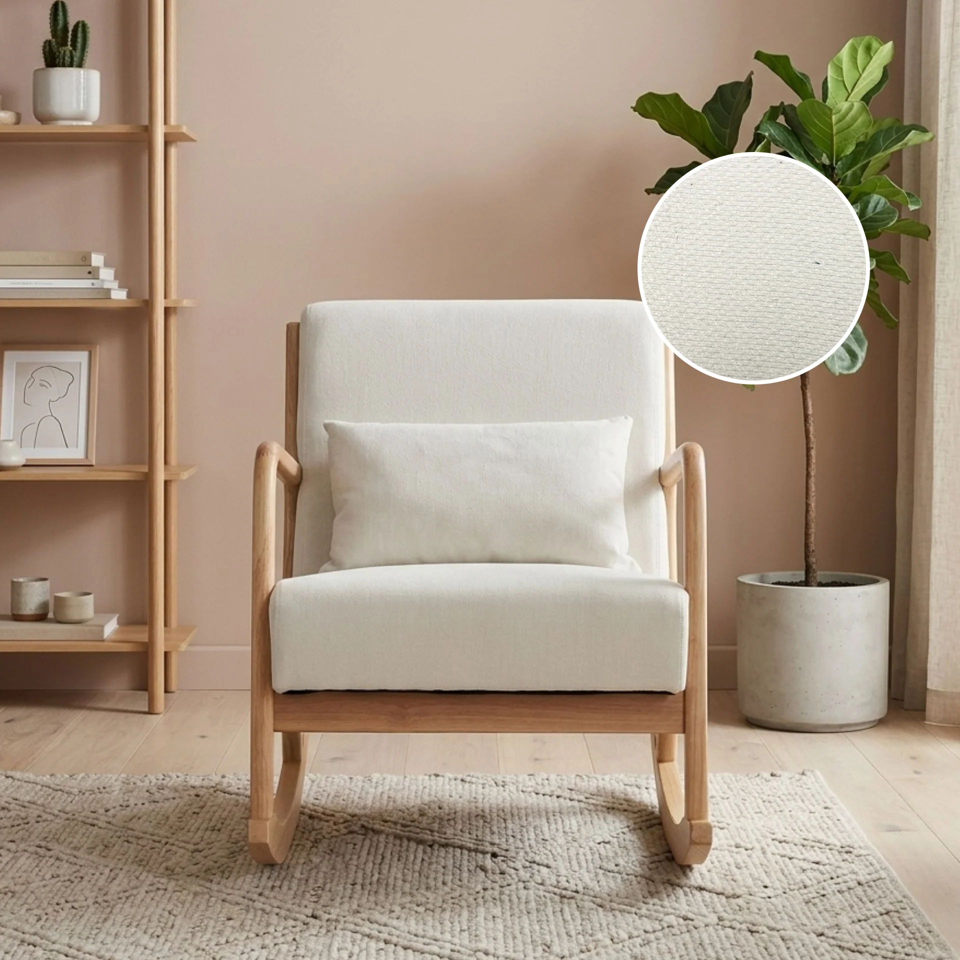 Taru Velvet Rocking Armchair - Beige - Image 2