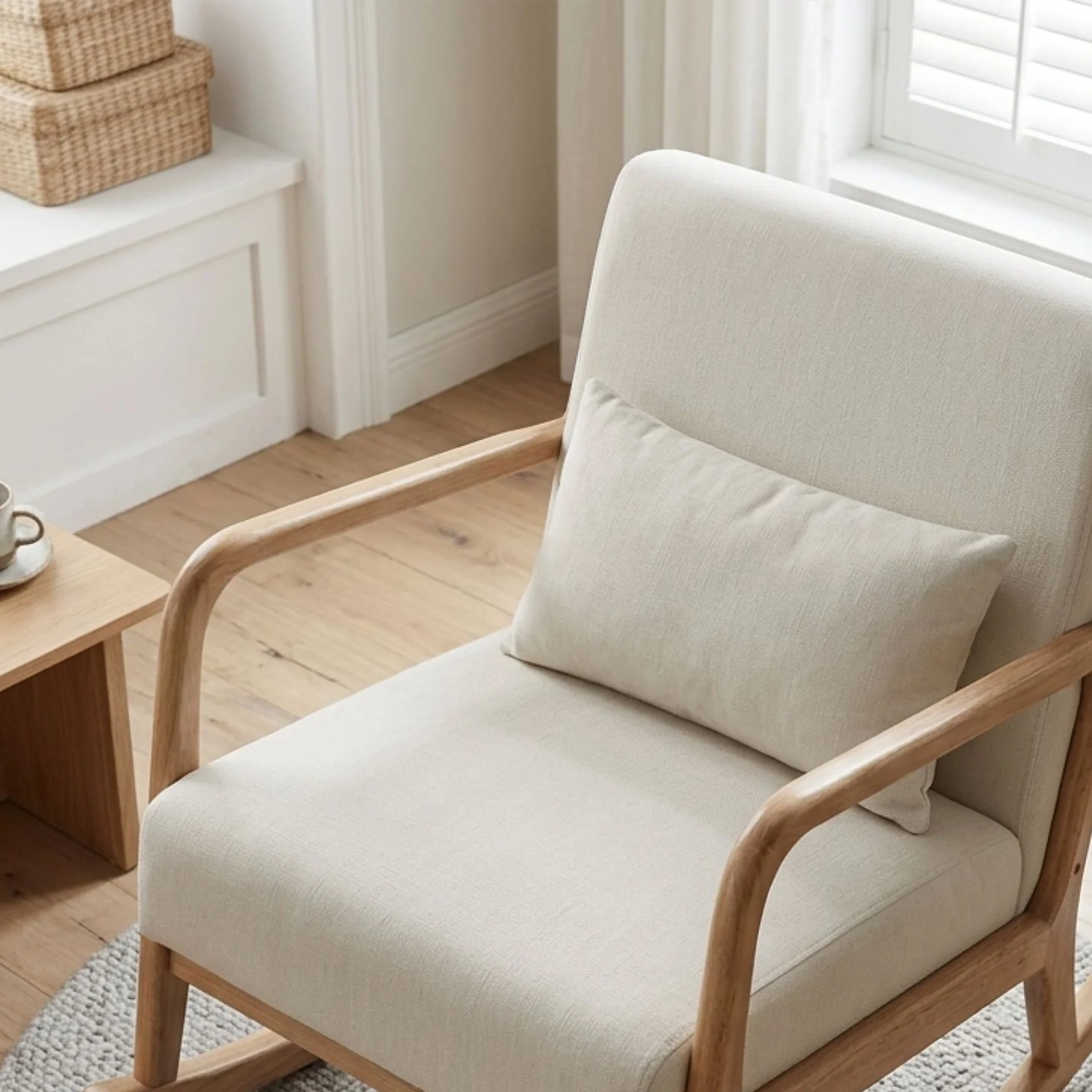 Taru Velvet Rocking Armchair - Beige - Image 5