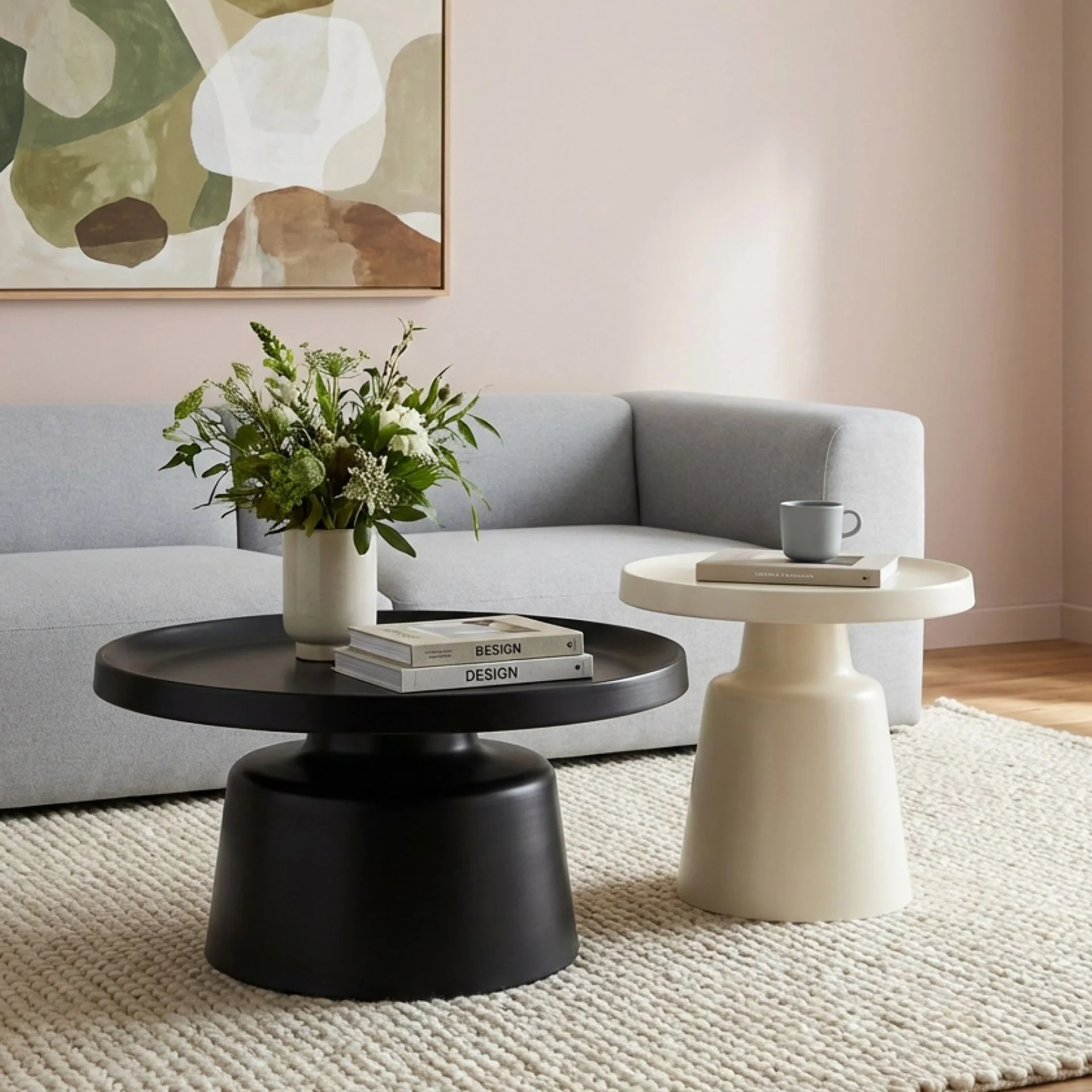 Tawny 2 Piece Coffee Table Set - Black + White