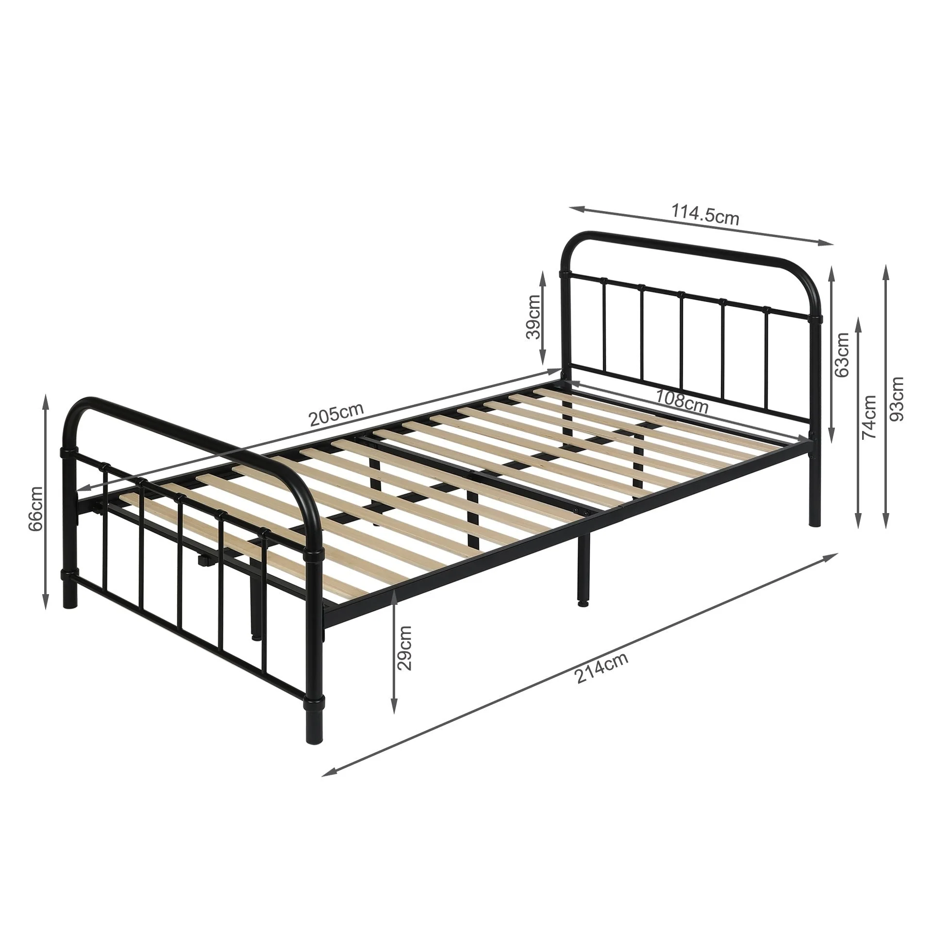 Taylor King Single Metal Bed Frame - Black - Image 15