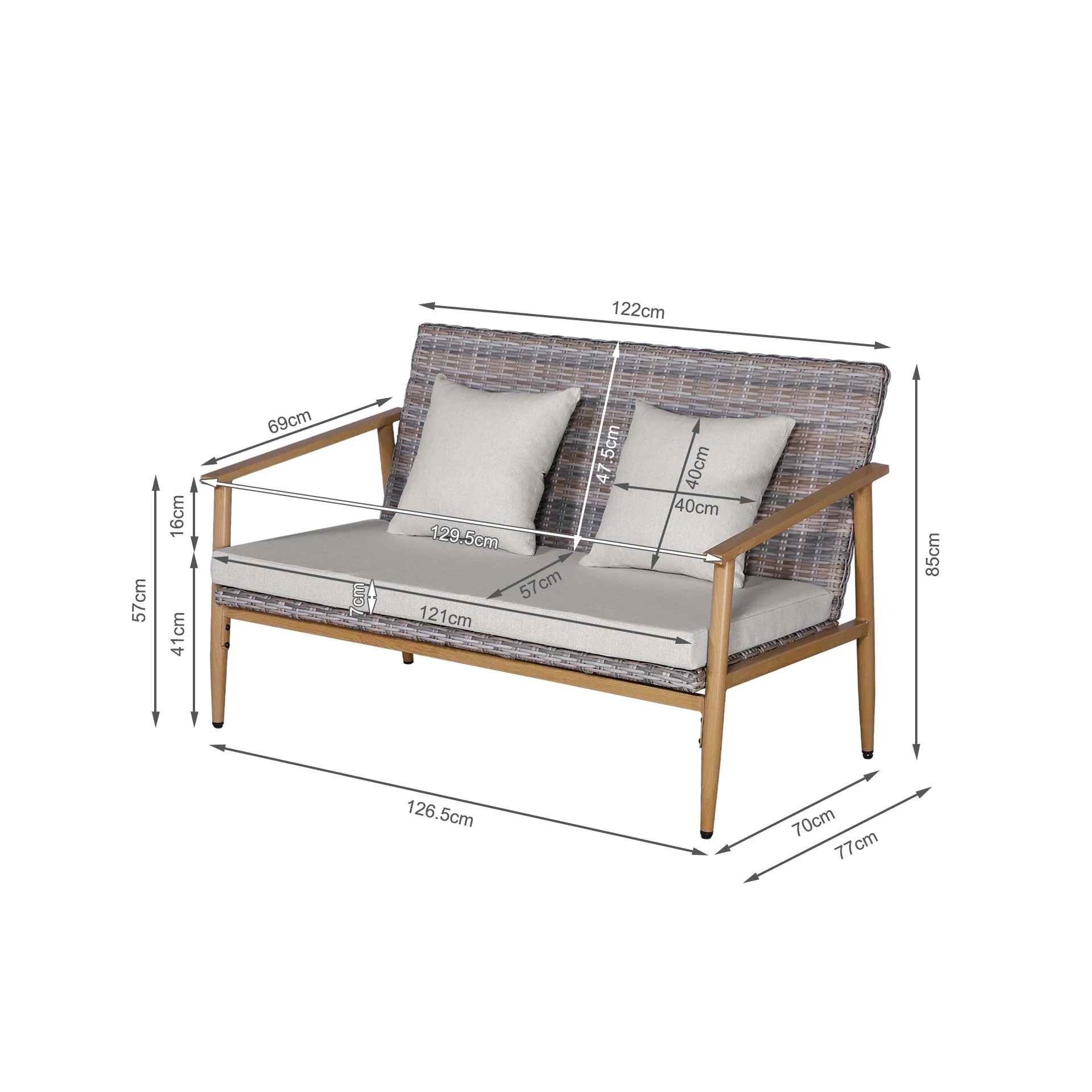 Thasos 4 Piece Outdoor Sofa Set - Light Grey - Image 8