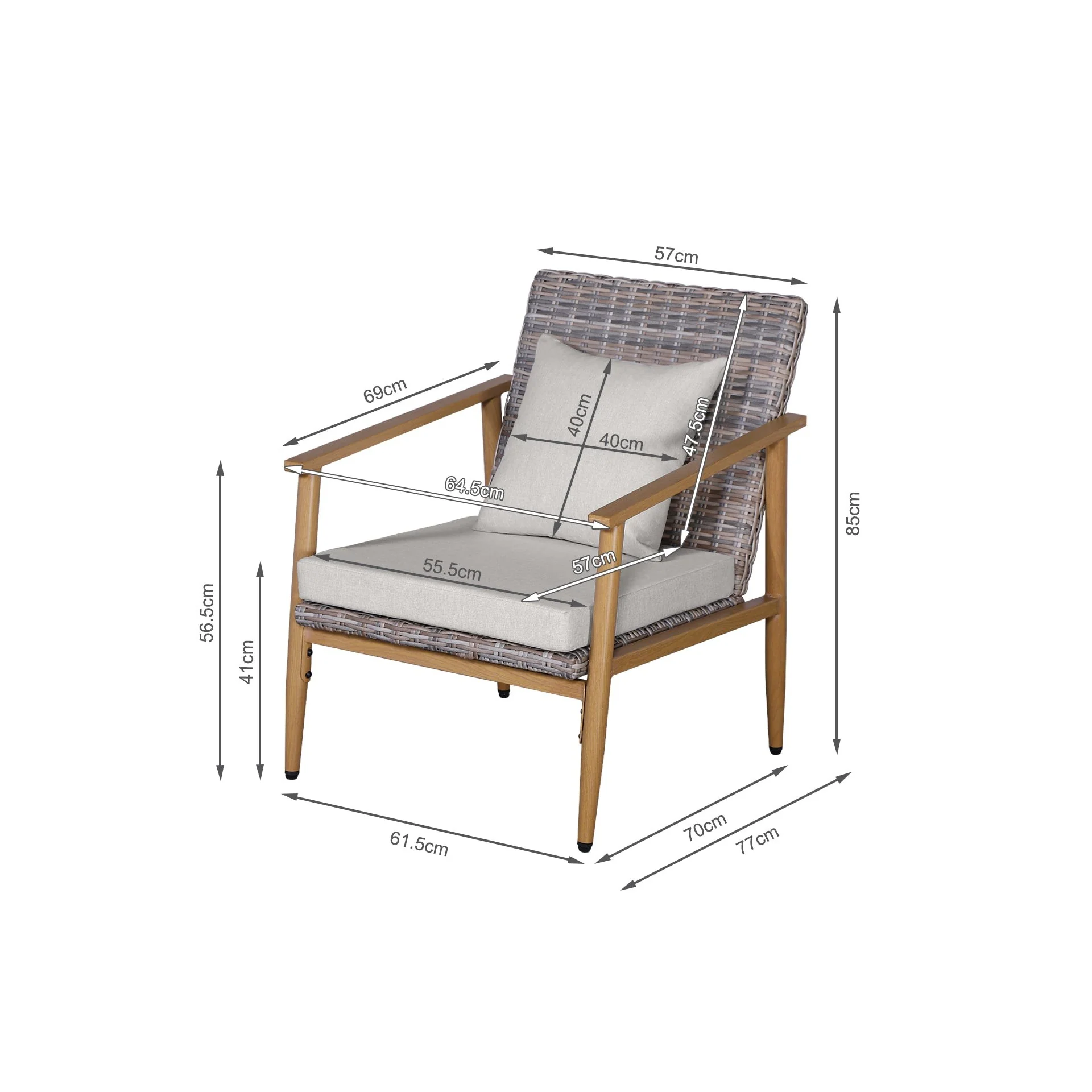 Thasos 4 Piece Outdoor Sofa Set - Light Grey - Image 9