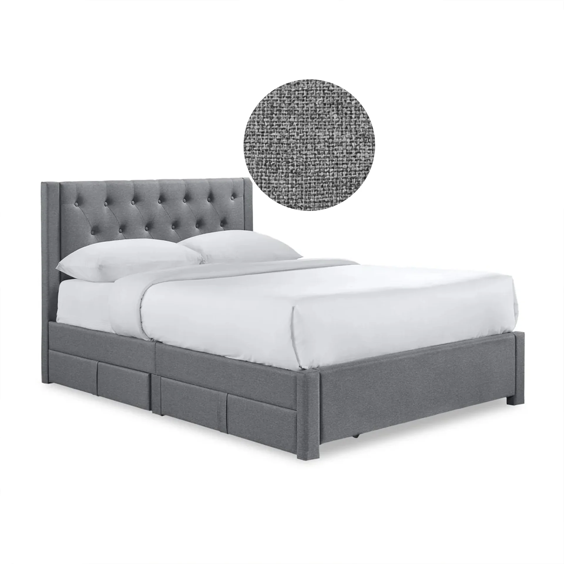 Thornton Double Fabric Bed Frame with 4 Drawers - Light Grey - Image 10