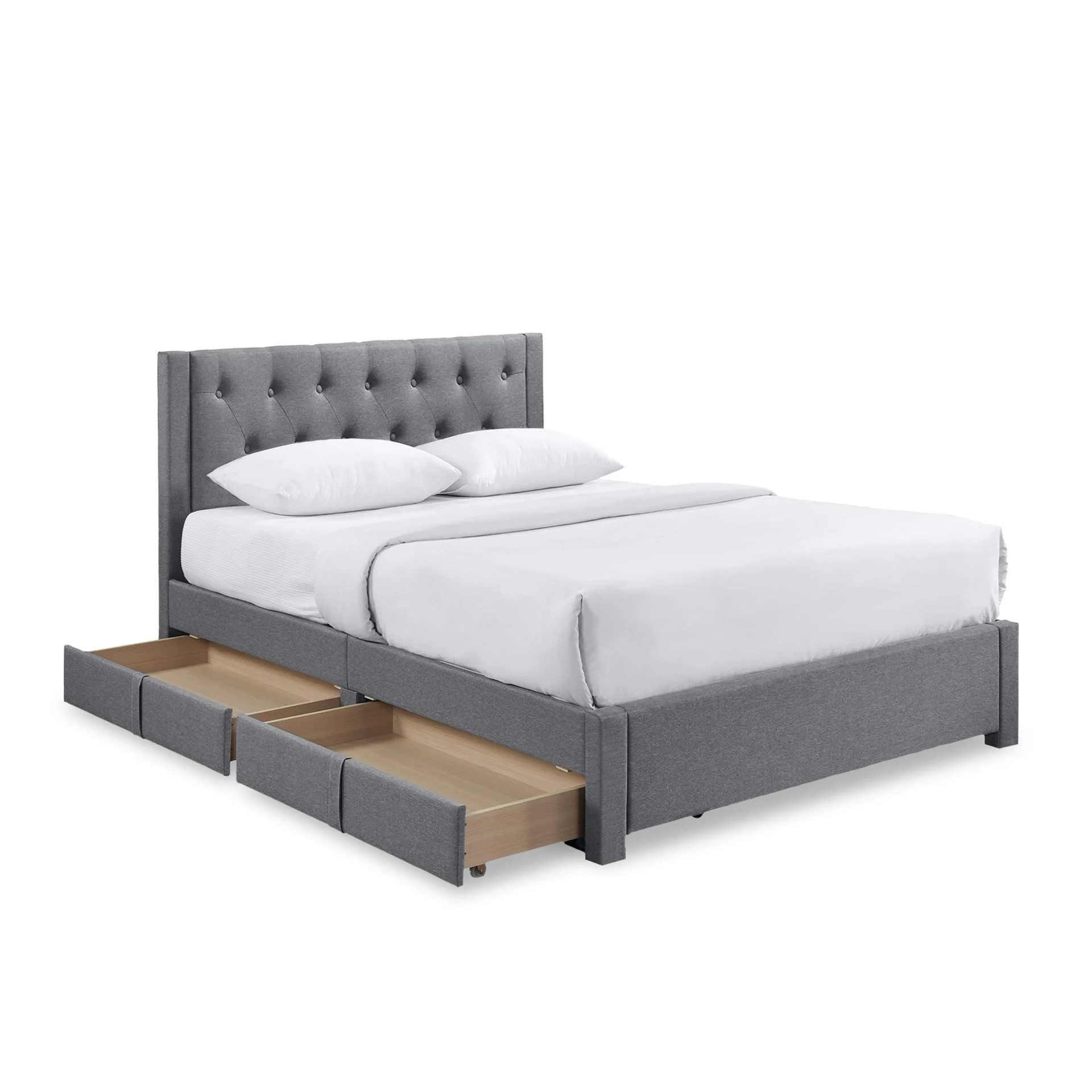 Thornton Double Fabric Bed Frame with 4 Drawers - Light Grey - Image 11