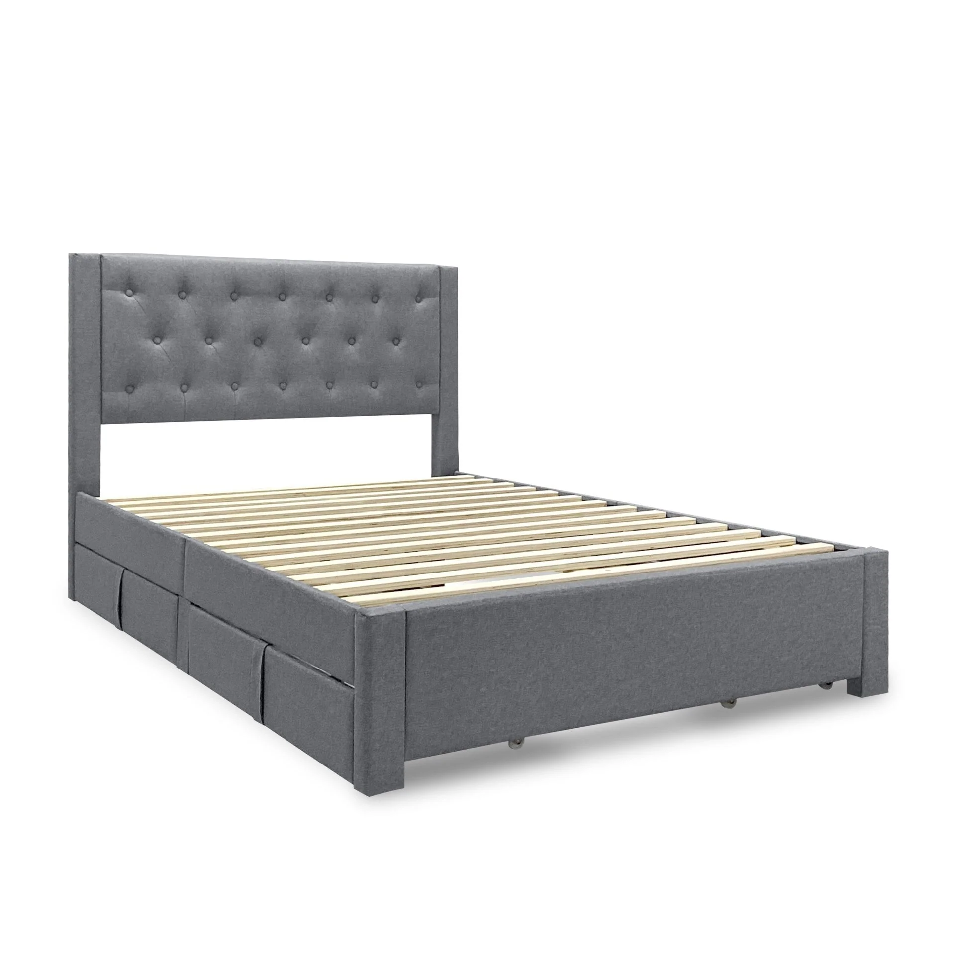 Thornton Double Fabric Bed Frame with 4 Drawers - Light Grey - Image 12