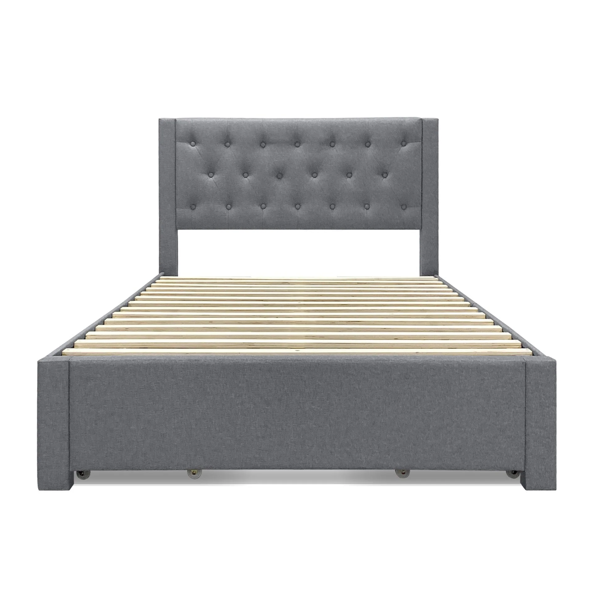 Thornton Double Fabric Bed Frame with 4 Drawers - Light Grey - Image 13