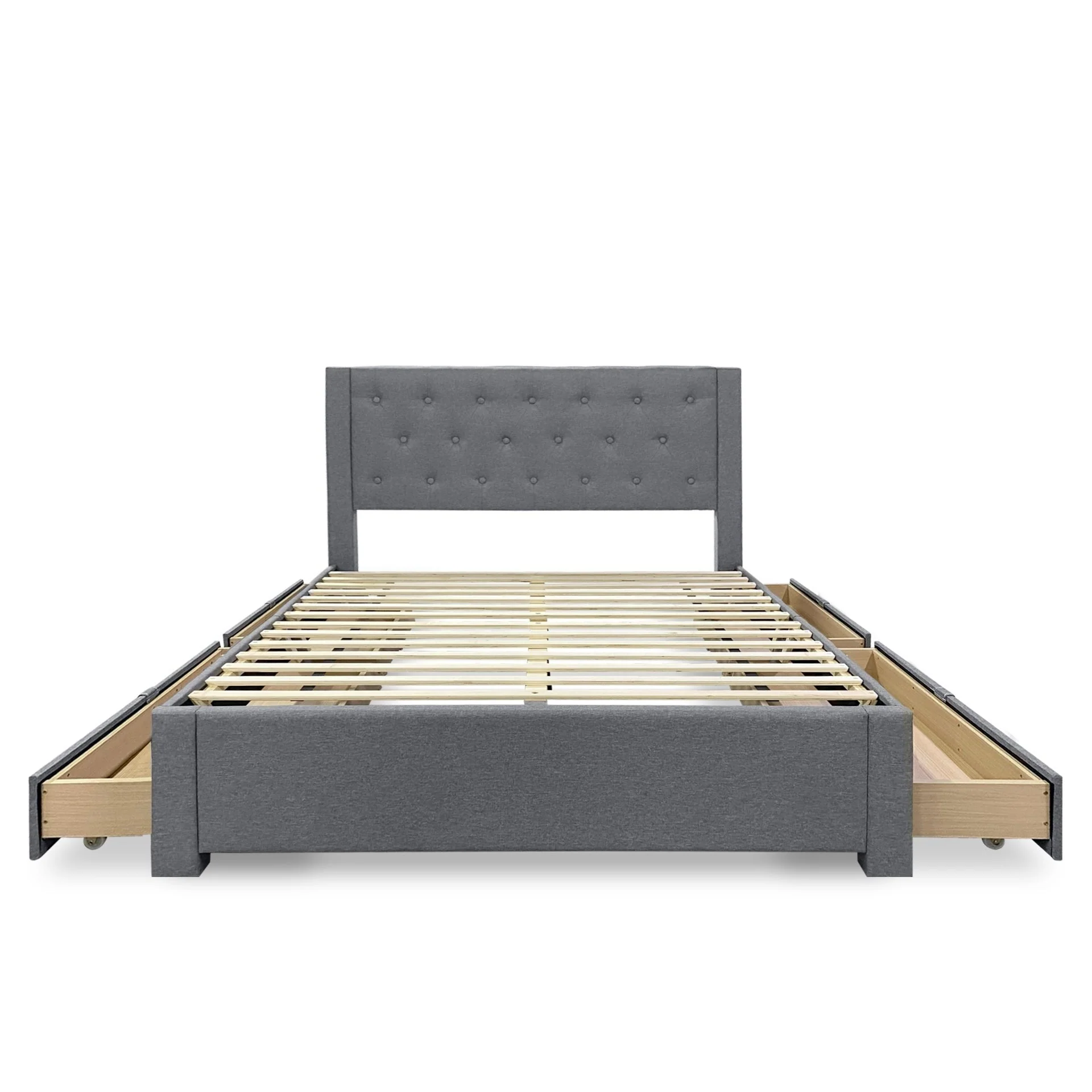Thornton Double Fabric Bed Frame with 4 Drawers - Light Grey - Image 14