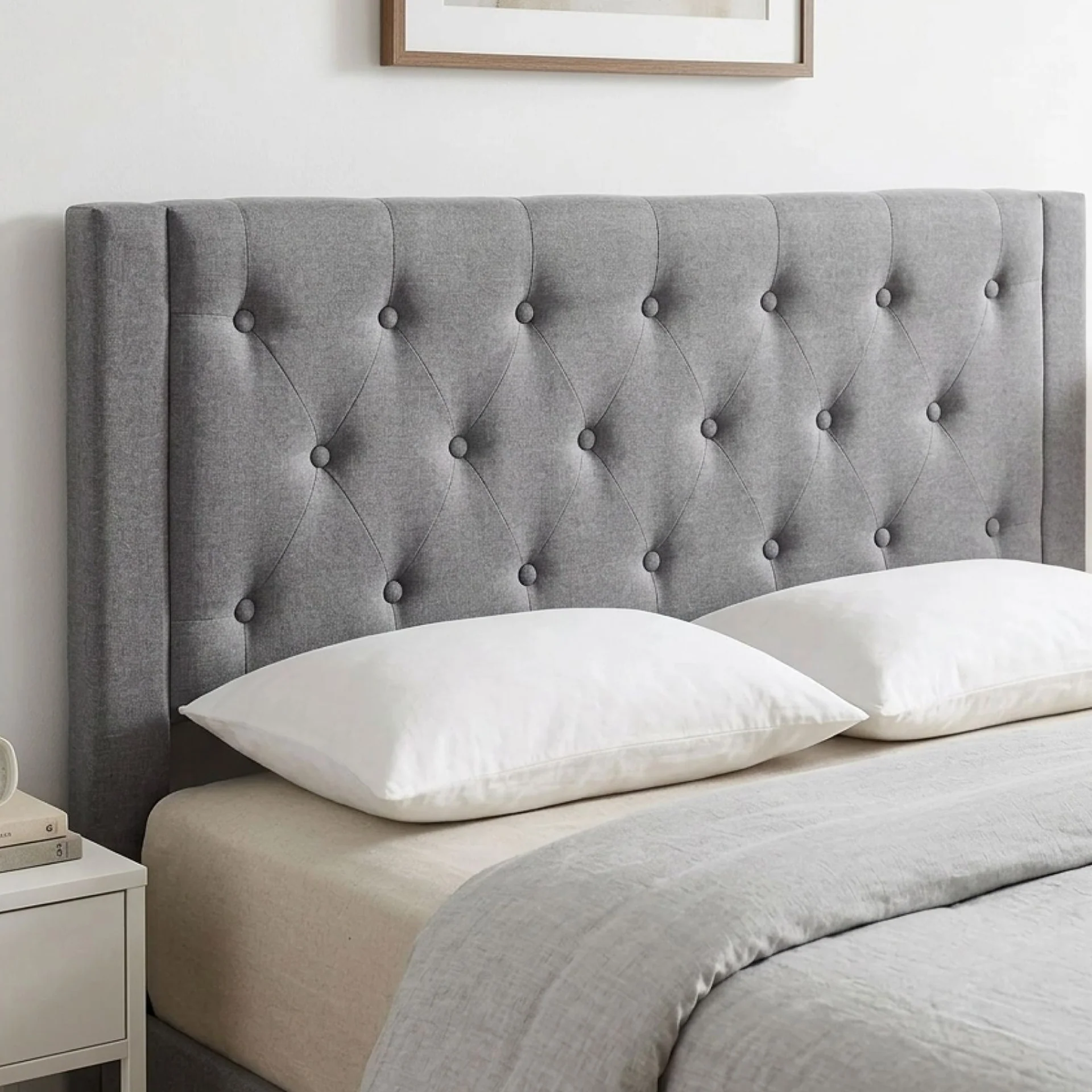 Thornton Double Fabric Bed Frame with 4 Drawers - Light Grey - Image 8