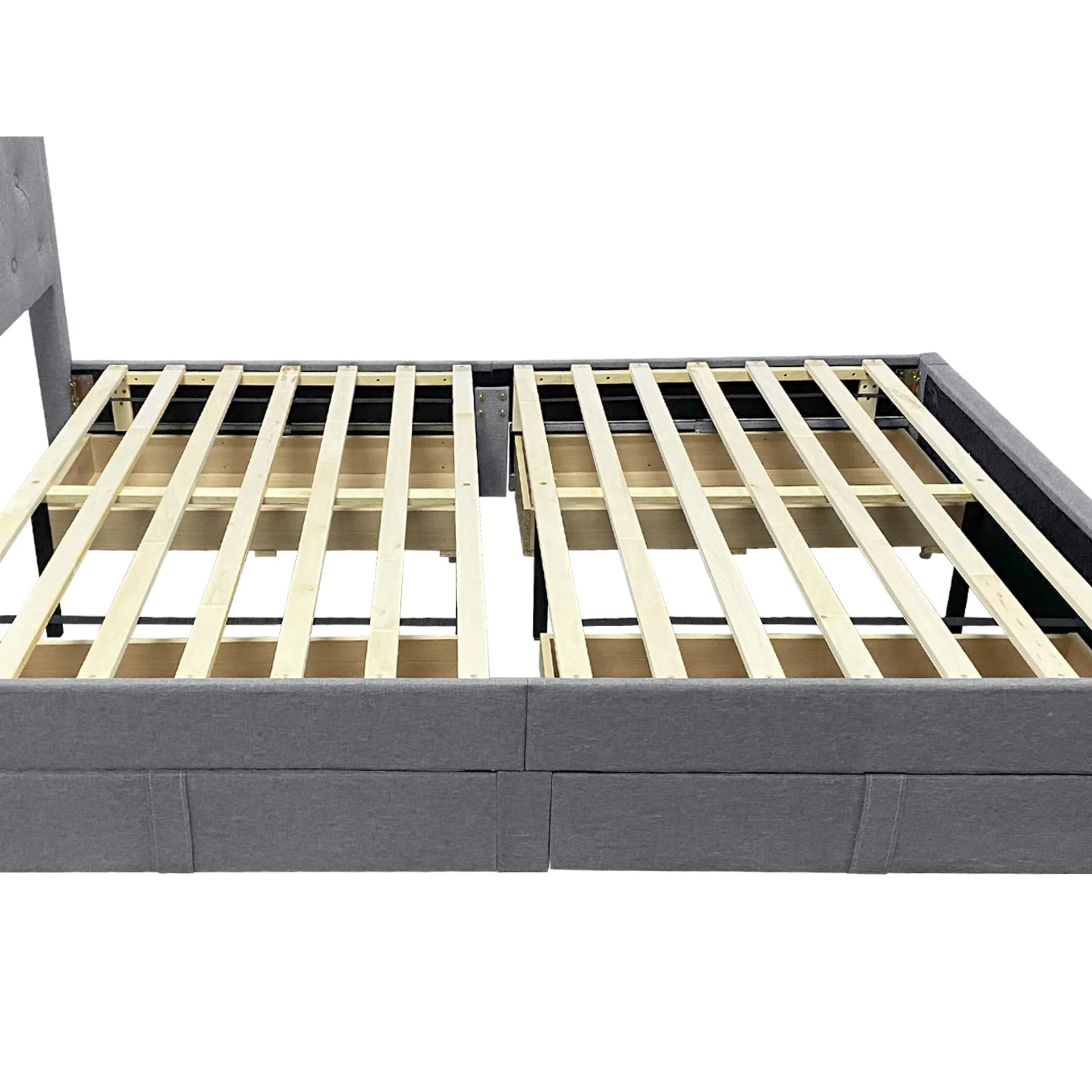 Thornton Queen Fabric Bed Frame with 4 Drawers - Light Grey - Image 13