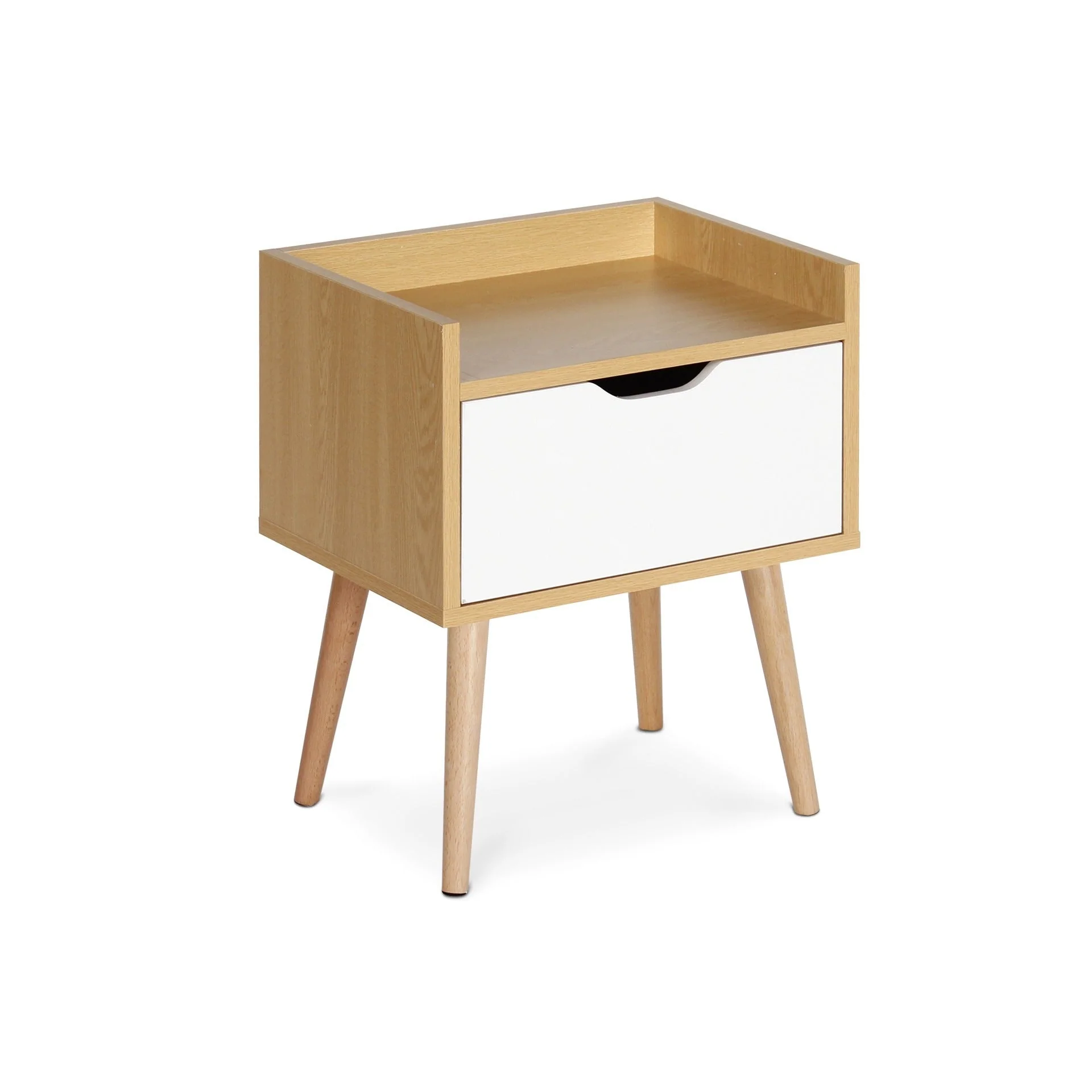 Tomi Bedside Table - Maple + White - Image 3