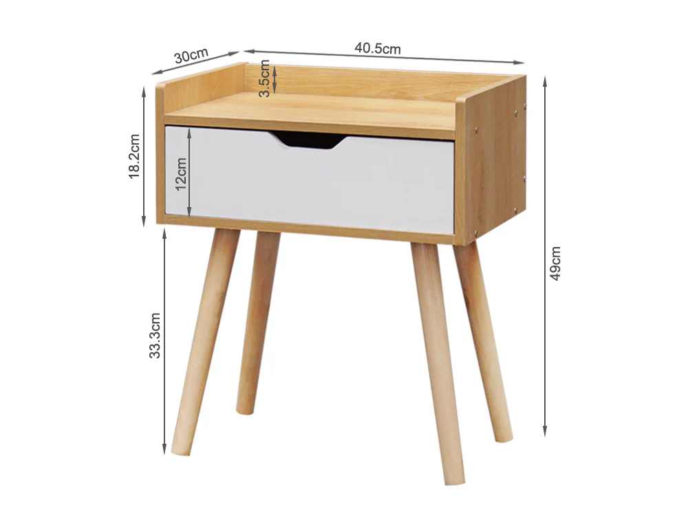 TOMI Bedside Table Nightstand - Oak - Image 3